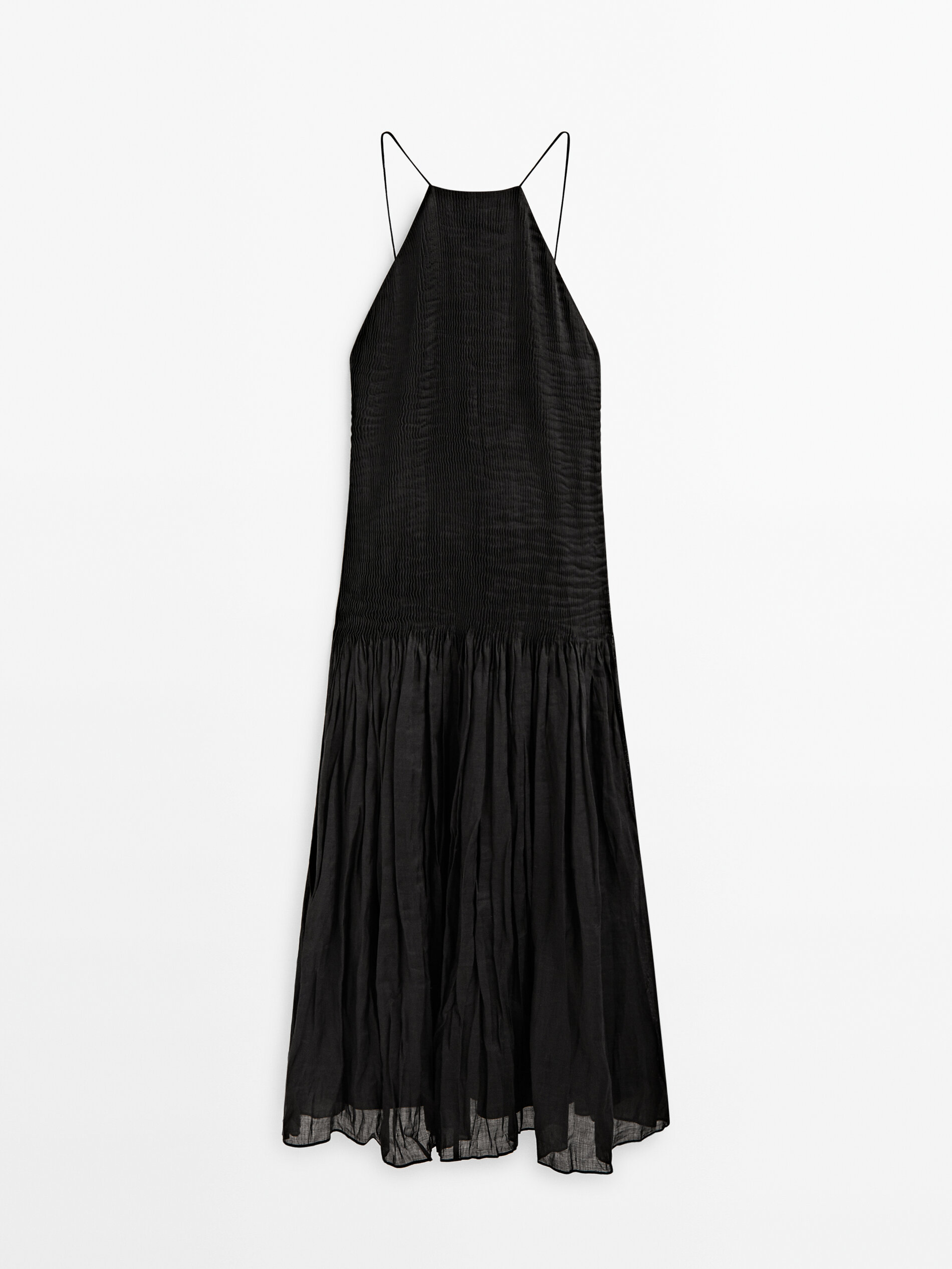 Vestido ramio pliegues Limited edition - NEGRO