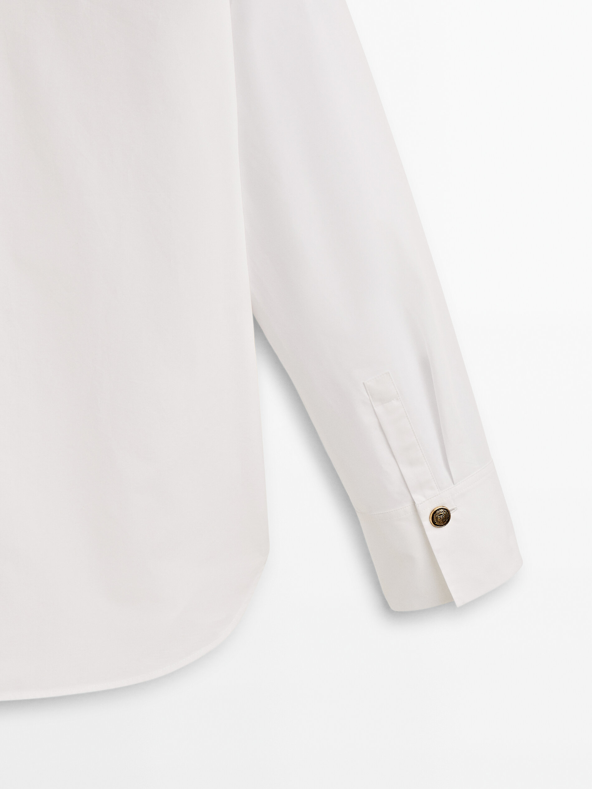 Camisa popelín detalle botones dorados - BLANCO