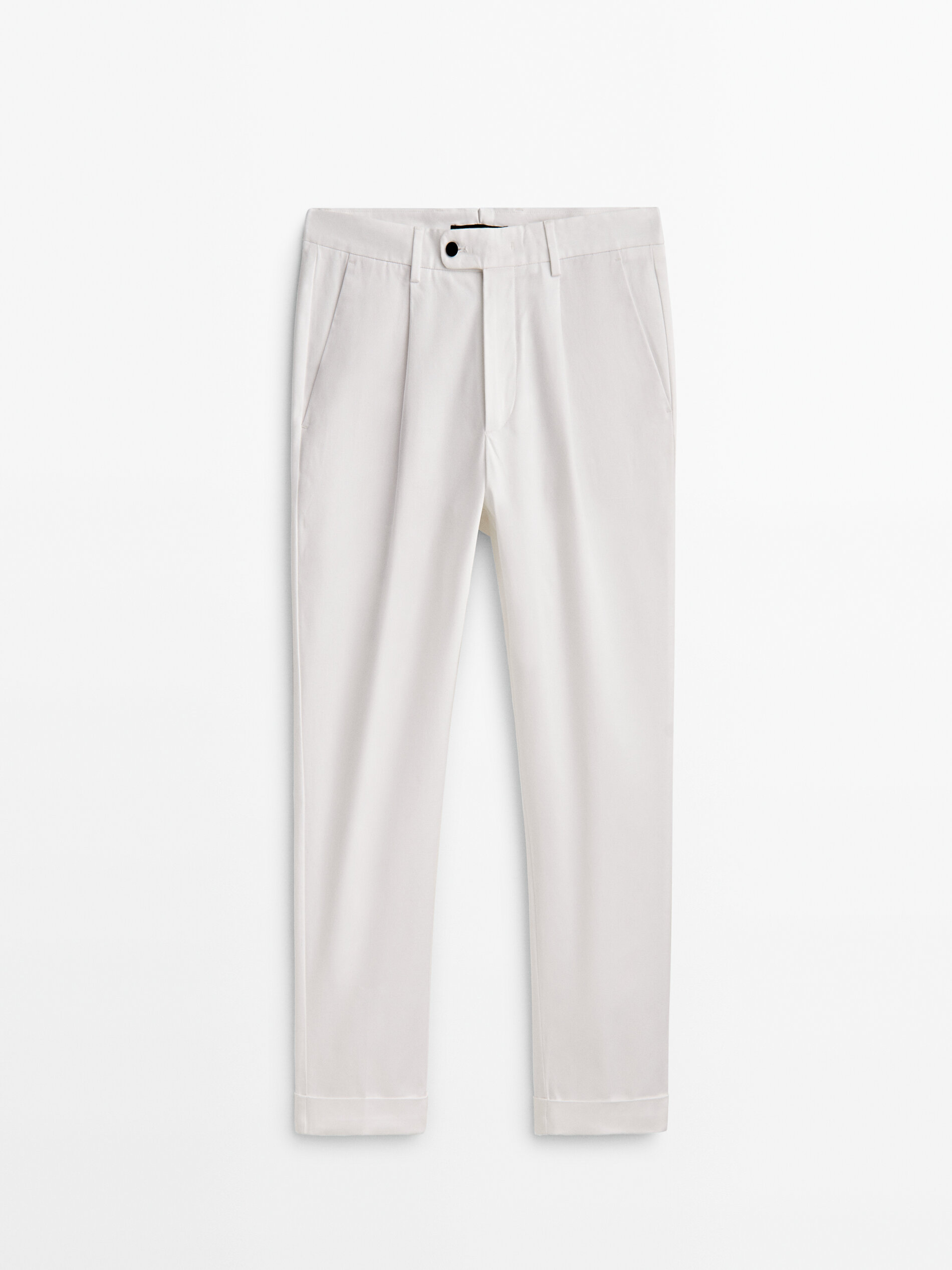 Pantalón pinzas tapered fit -Studio - BLANCO