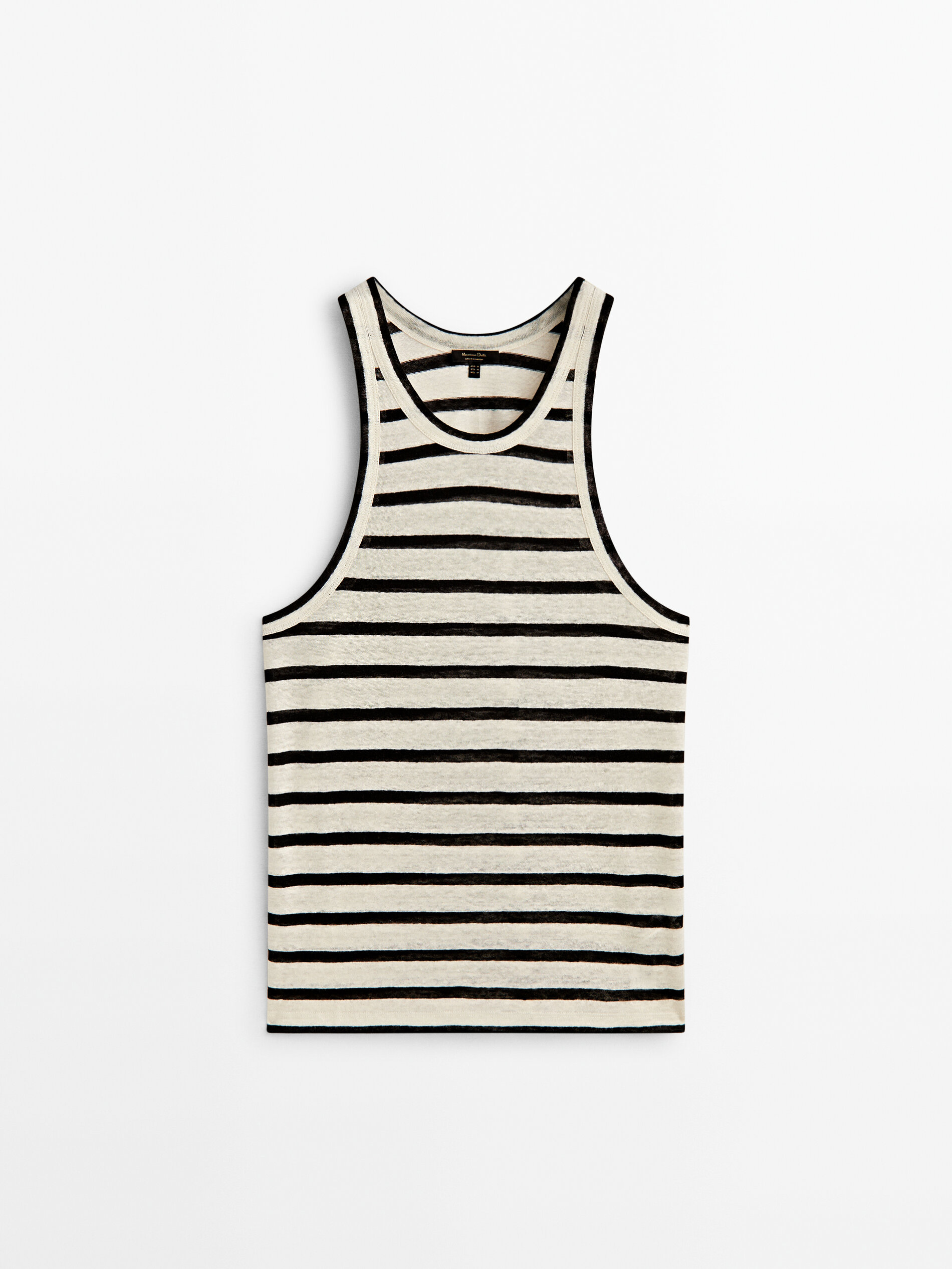 Camiseta rayas lino manga sisa - CRUDO