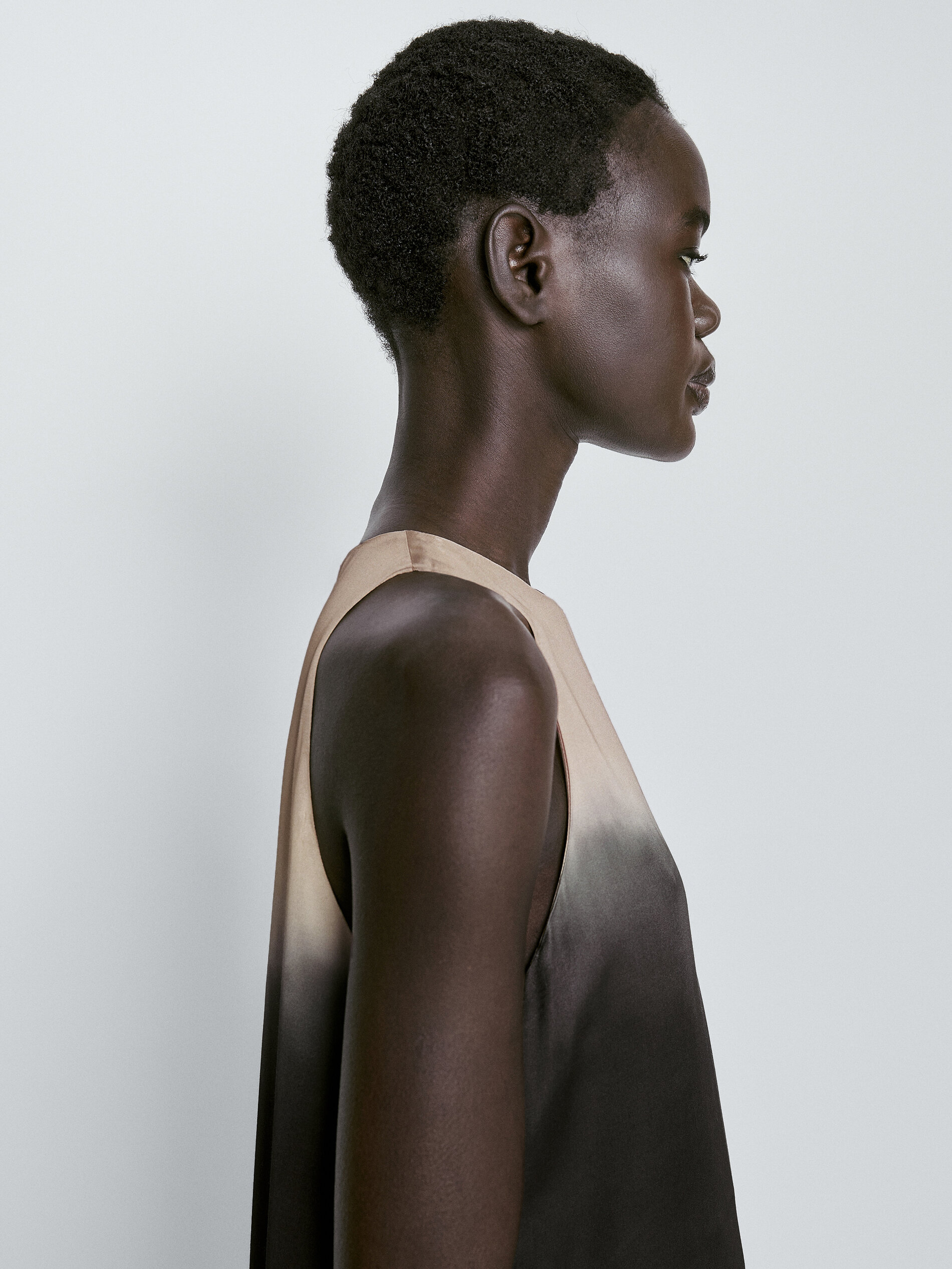 Vestido largo difuminado sin mangas - NEGRO