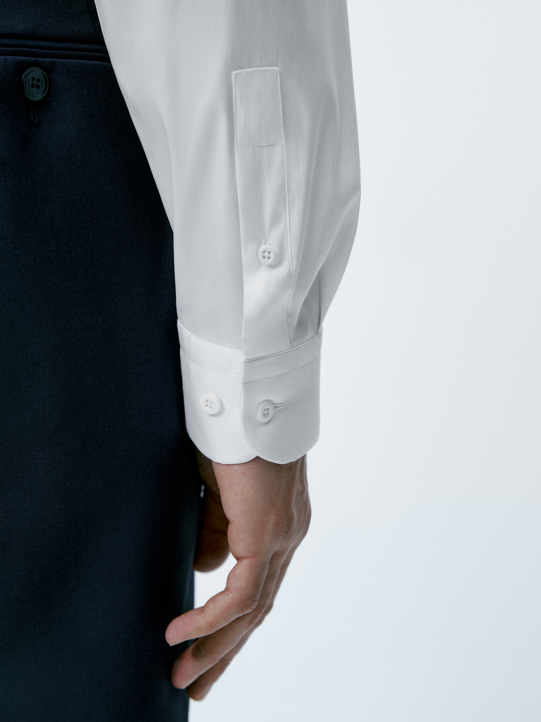 Camisa algodón lisa stretch fit - BLANCO