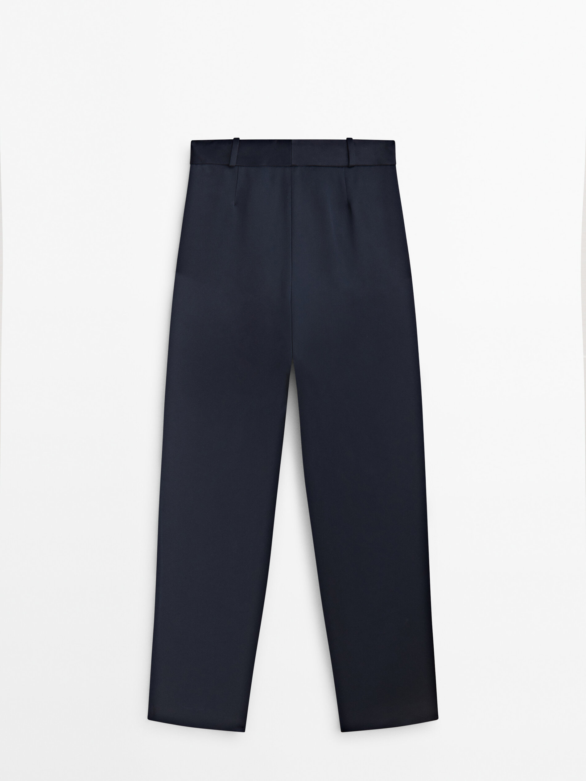 Pantalón fluido satinado pinzas -Studio - AZUL MARINO