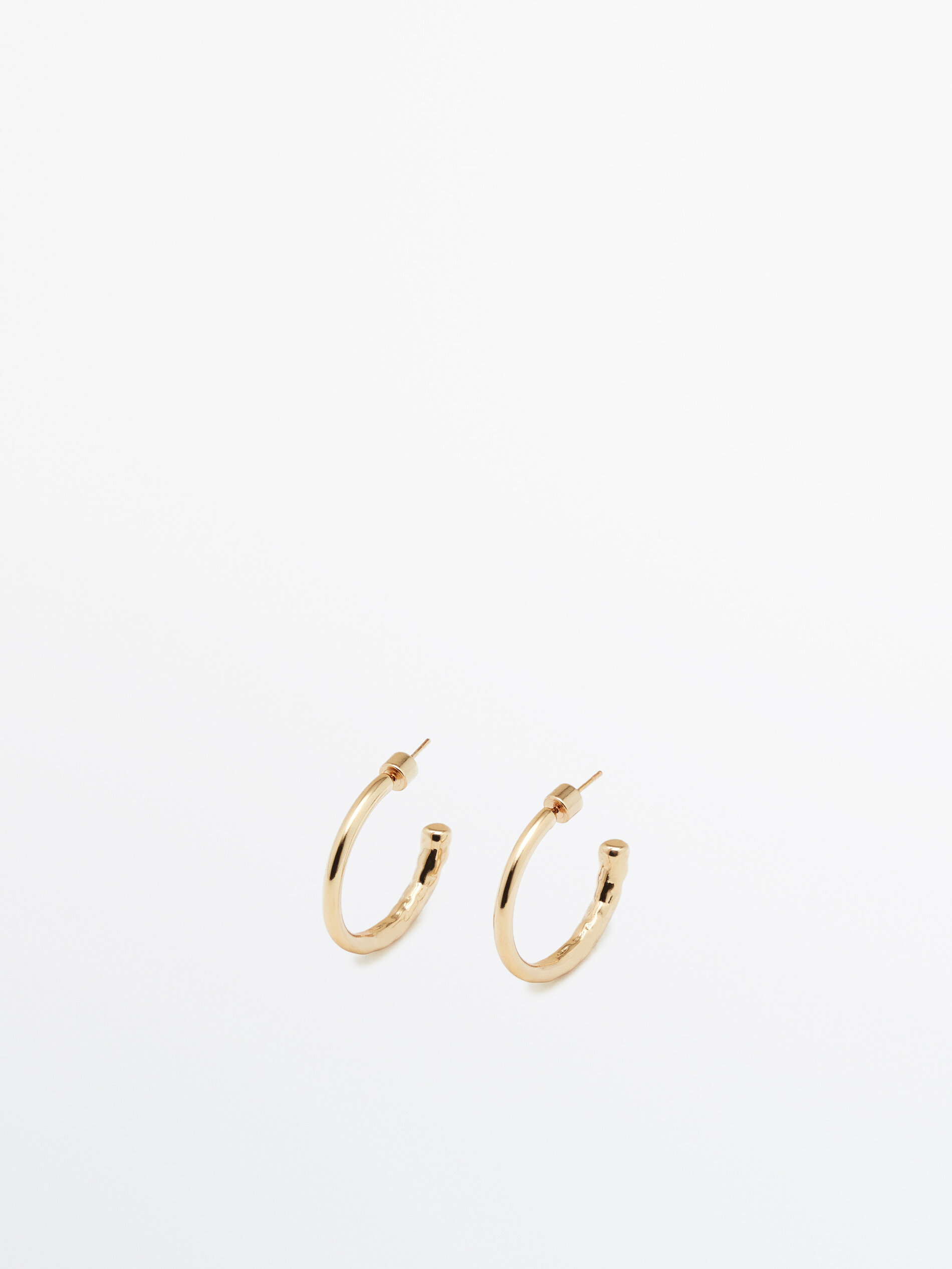 Pendientes aros medianos textura baño oro - DORADO