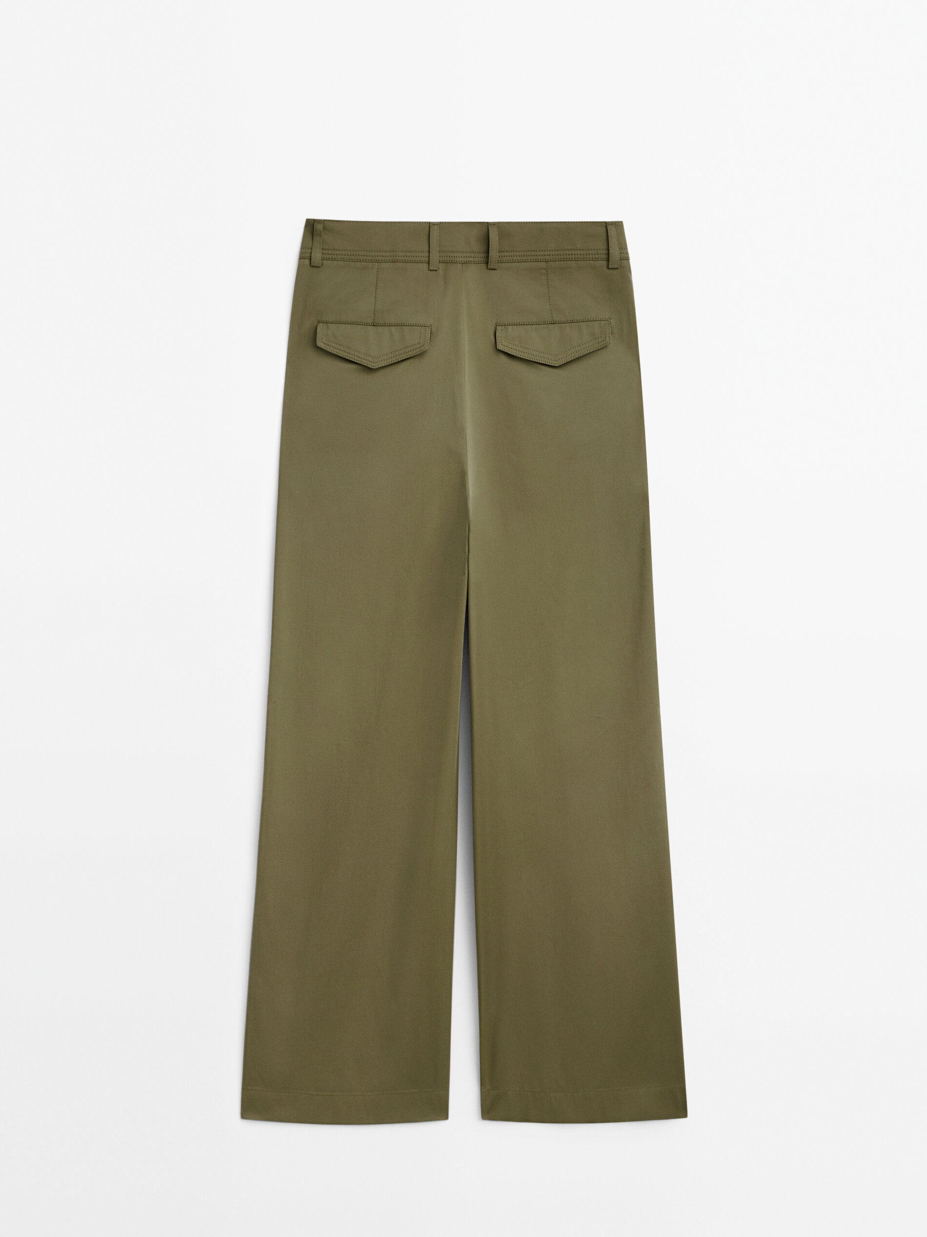 Pantalón ancho pinzas mezcla algodón - KAKI