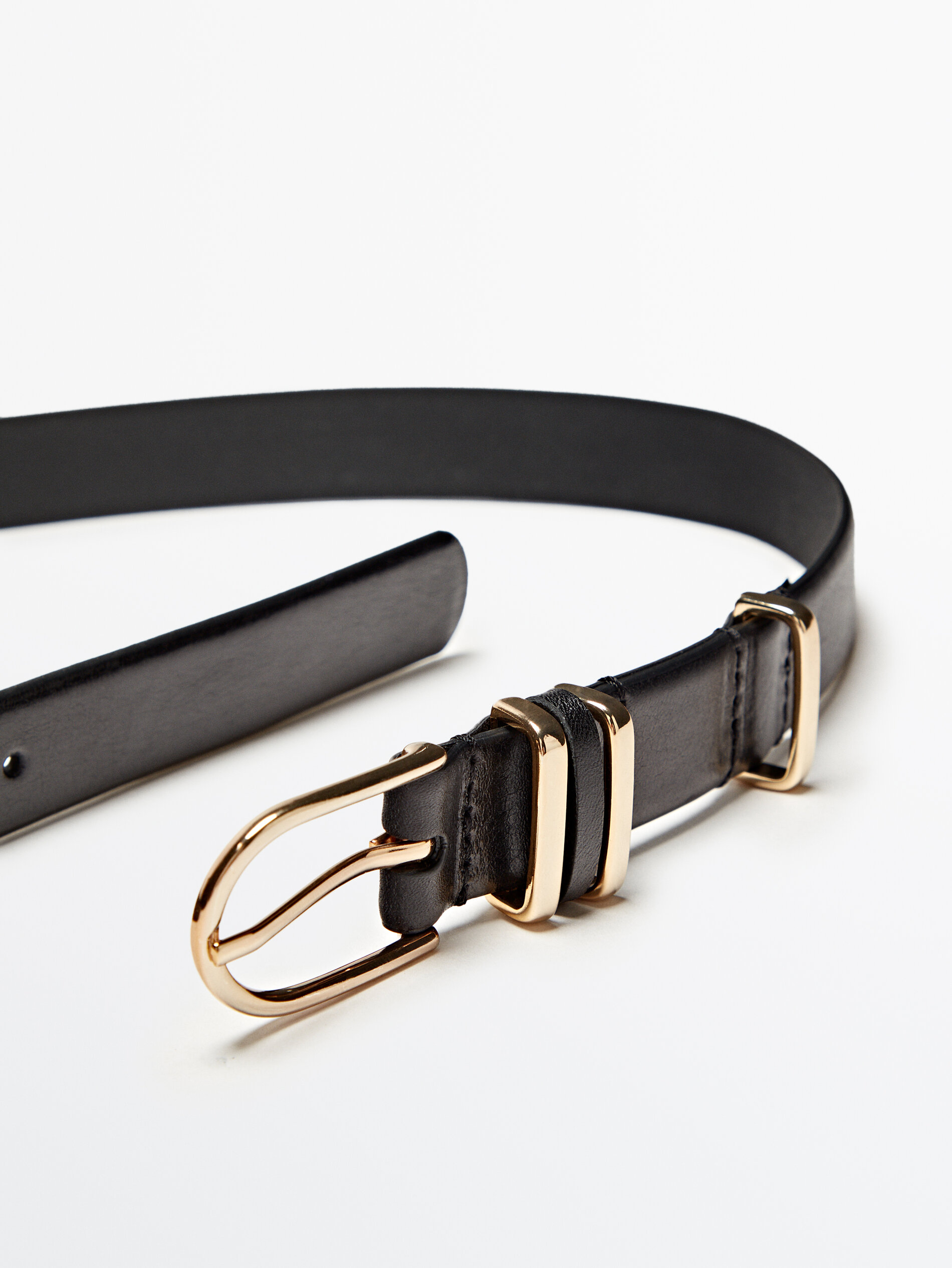 Cinturón piel triple pasador - NEGRO