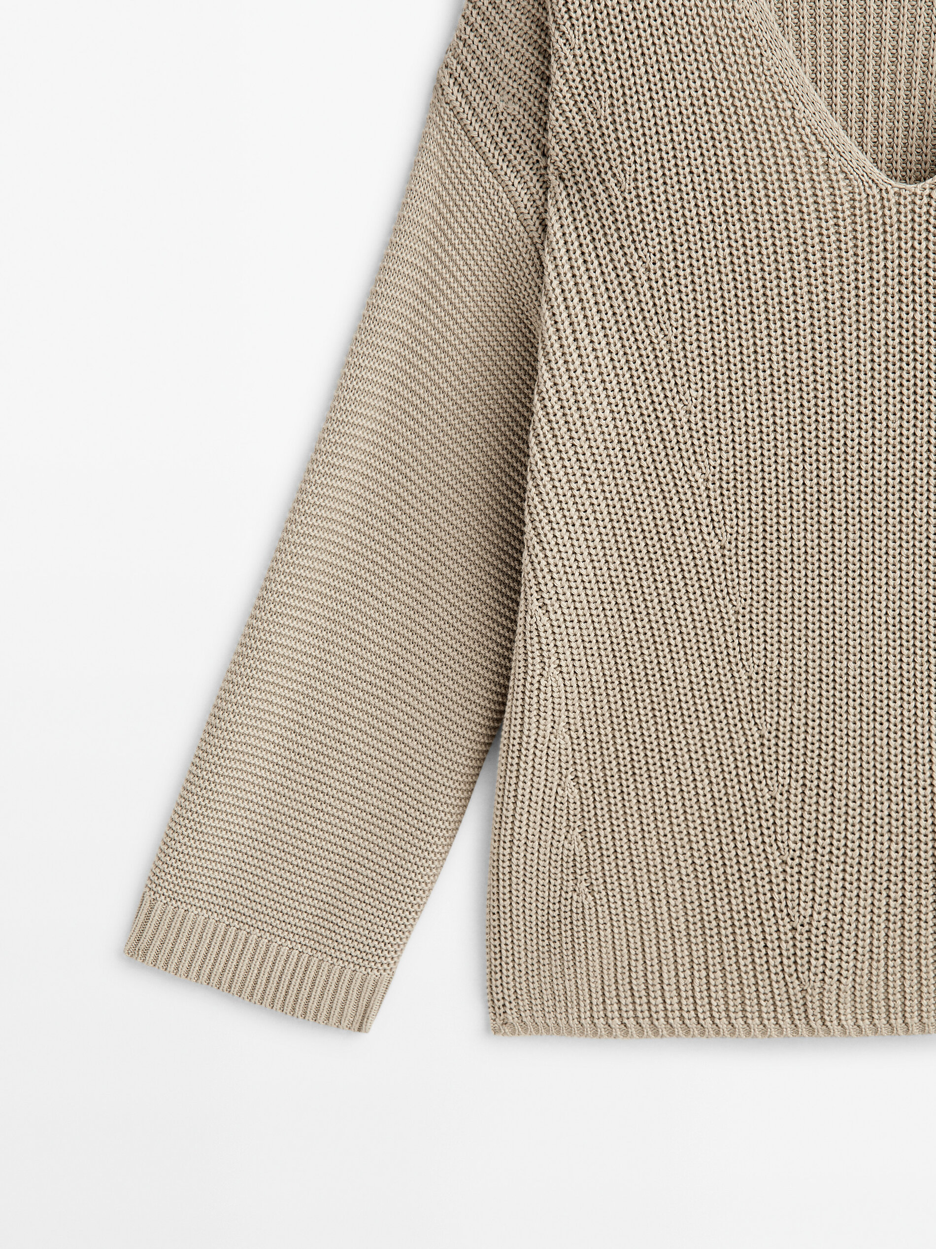 Jersey punto perlado detalle mangas - Piedra