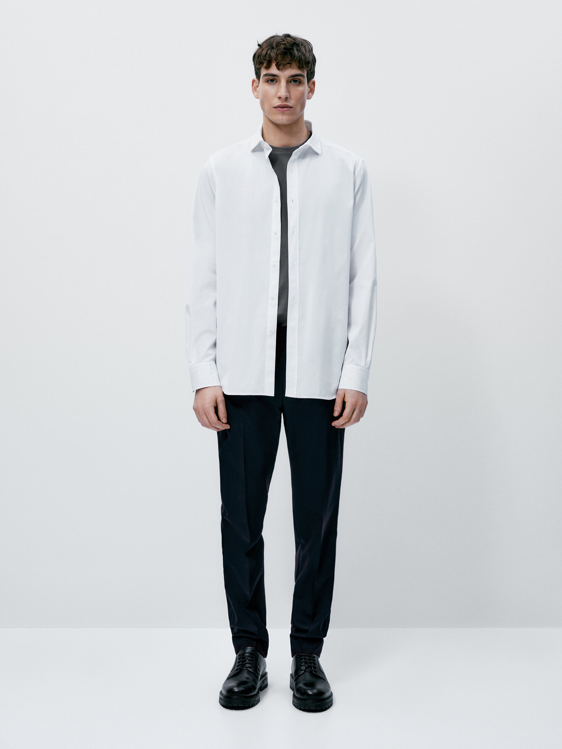 Camisa popelín algodón slim fit - BLANCO