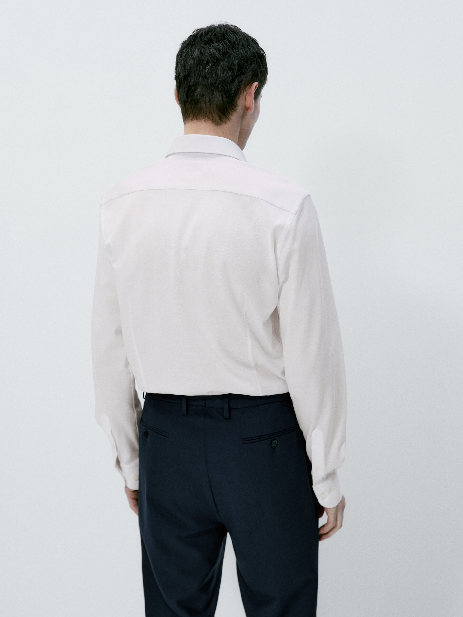 Camisa de punto algodón slim fit - BLANCO