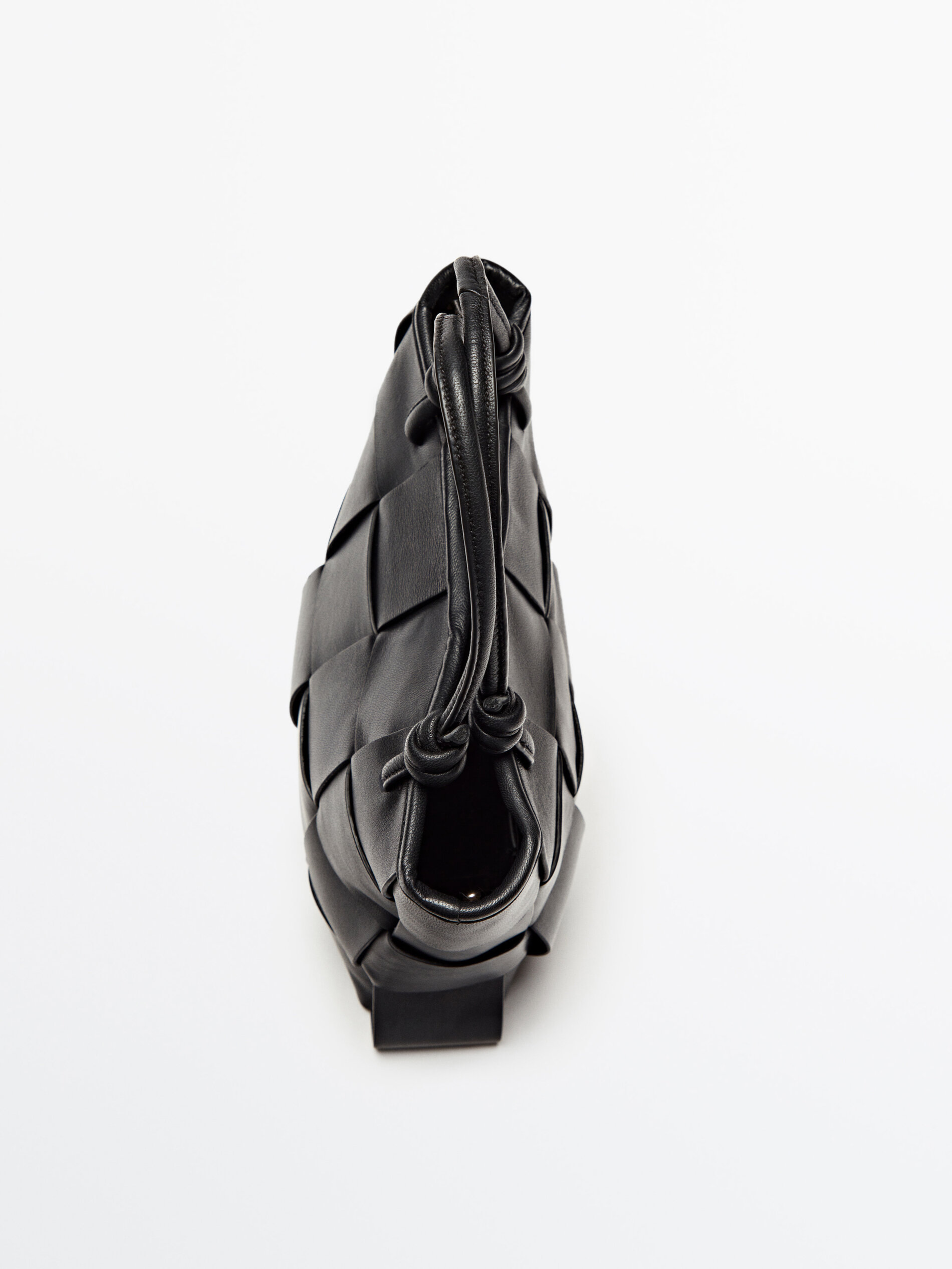 Bolso tote piel napa trenzado - NEGRO