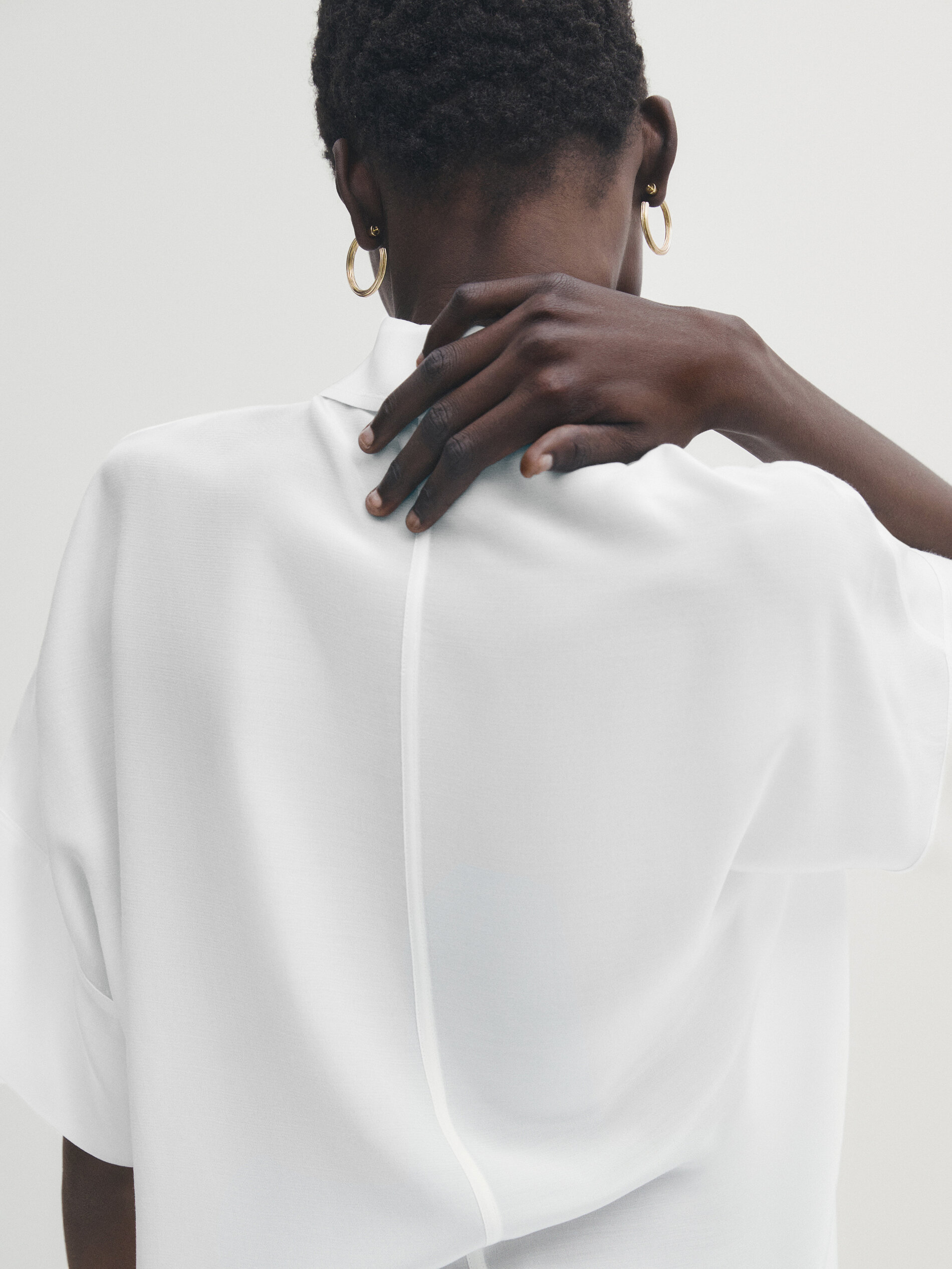 Camisa fluida manga corta - BLANCO