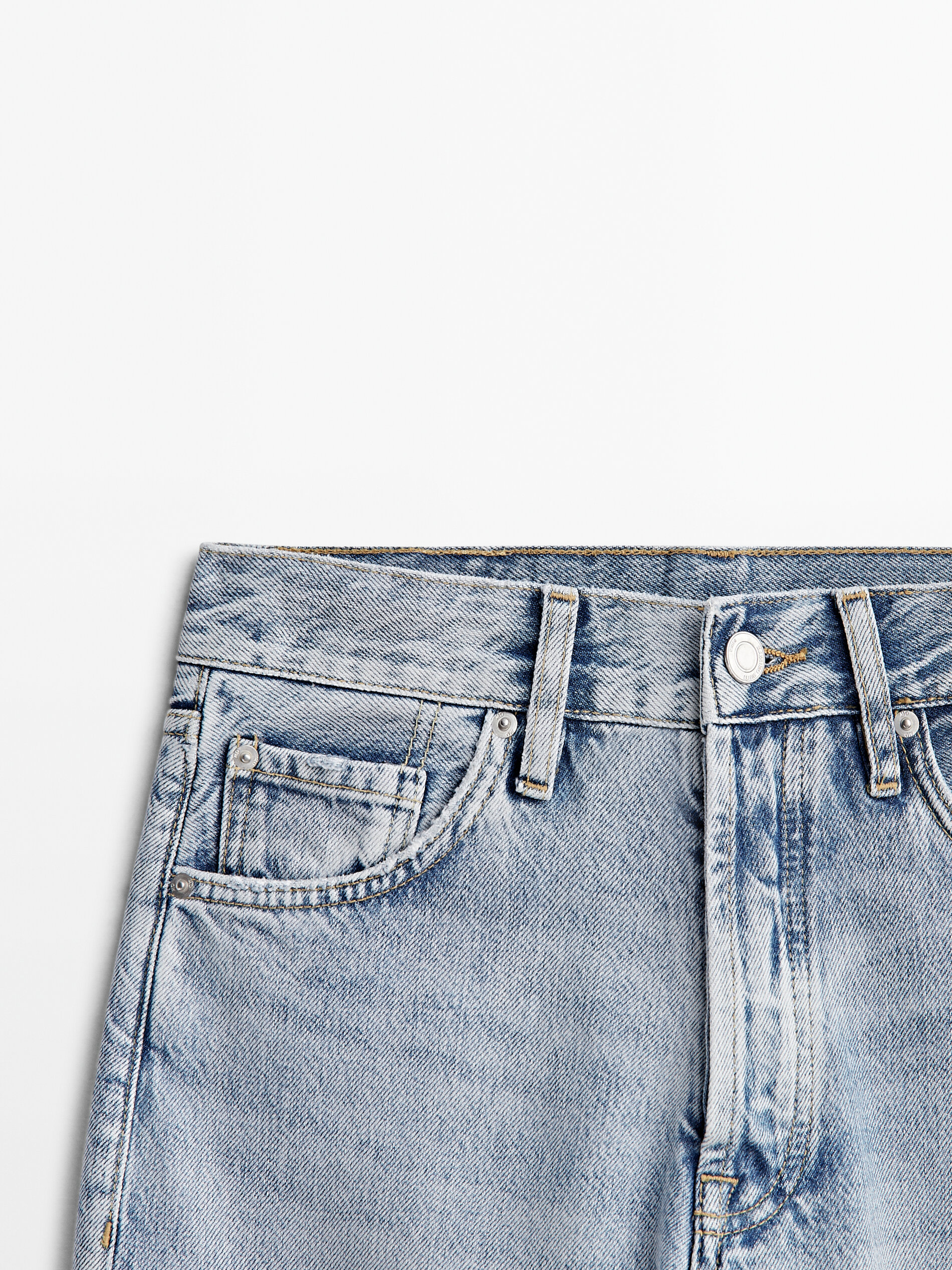 Pantalón vaquero tiro alto corte recto - Azul Claro