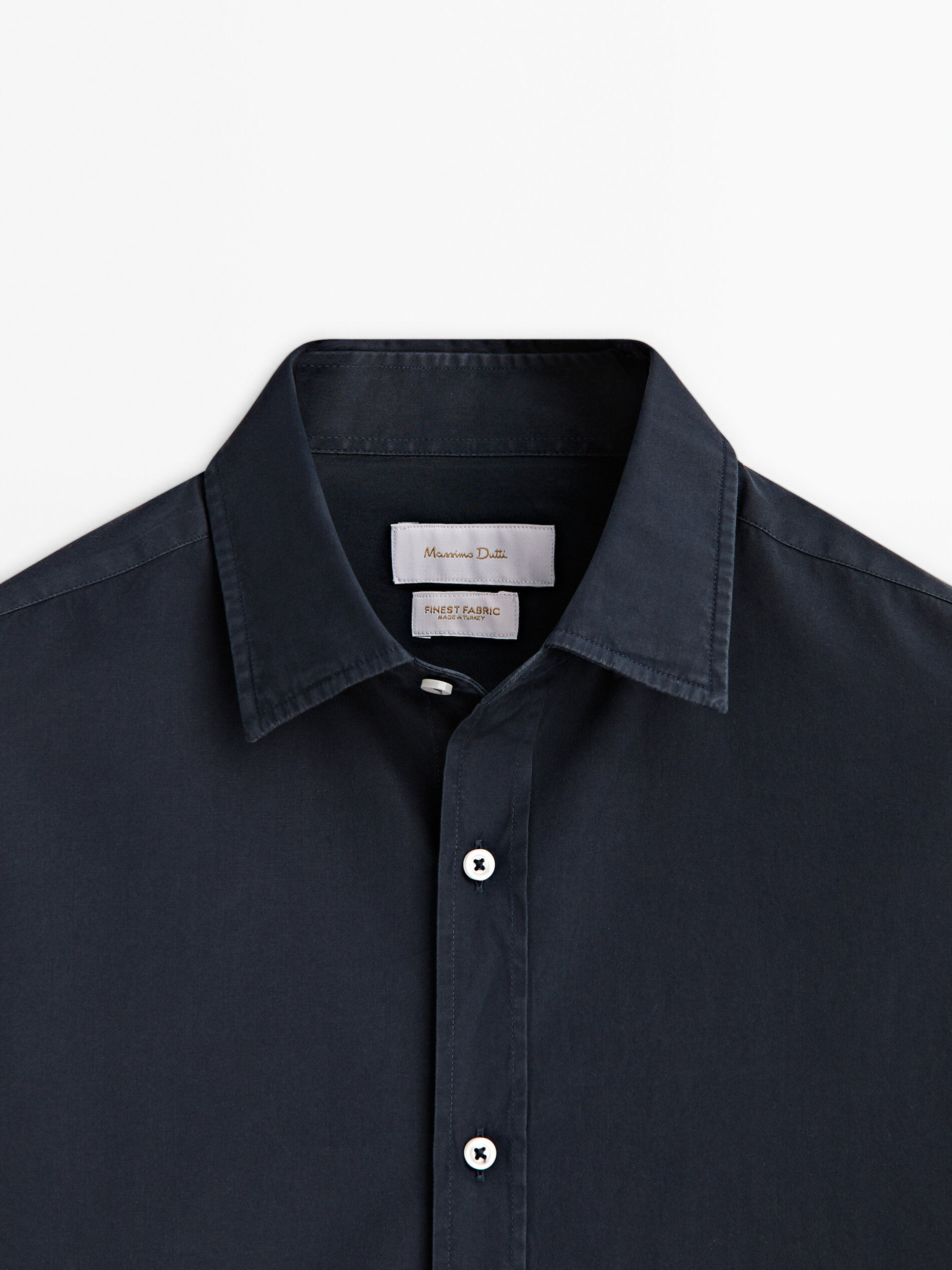 Camisa popelín algodón slim fit - AZUL MARINO