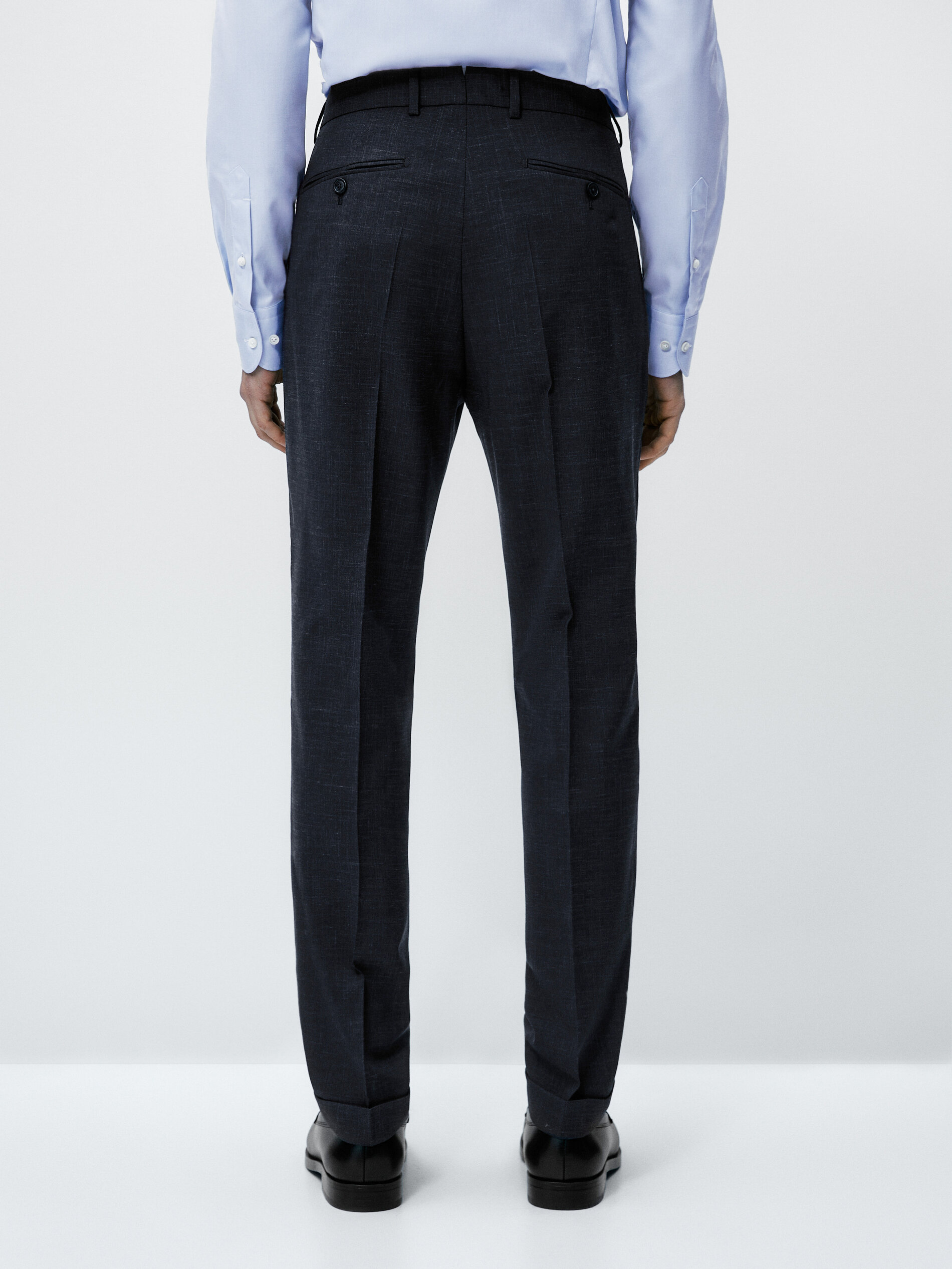 Pantalón traje estructura mezcla lana - AZUL MARINO