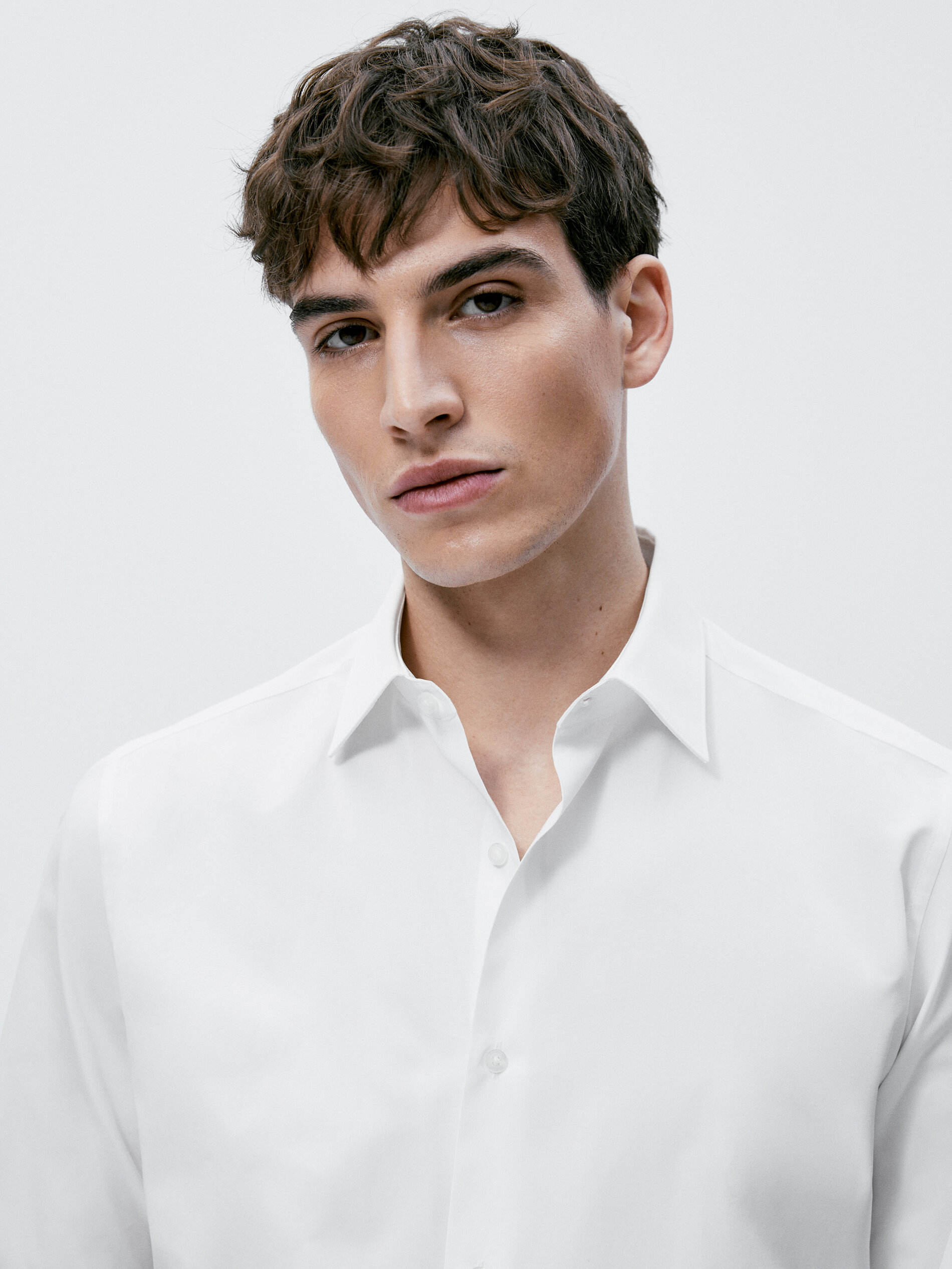 Camisa popelín algodón slim fit - BLANCO