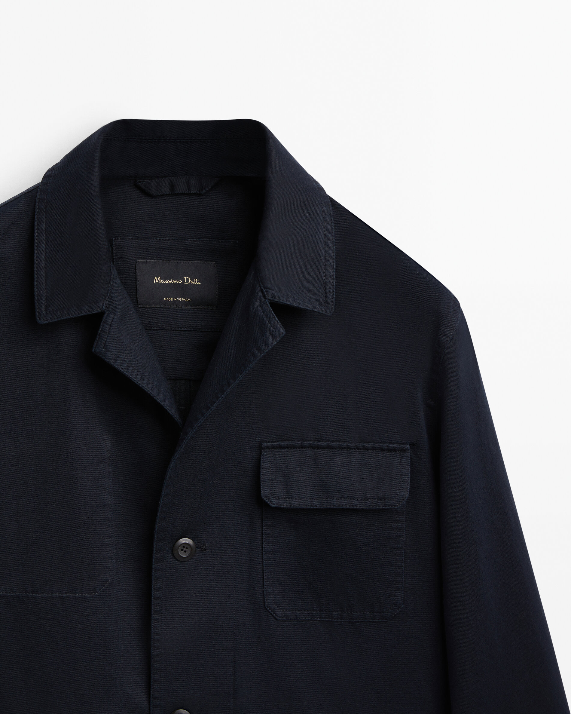 Chaqueta mezcla lino algodón bolsillos - AZUL MARINO