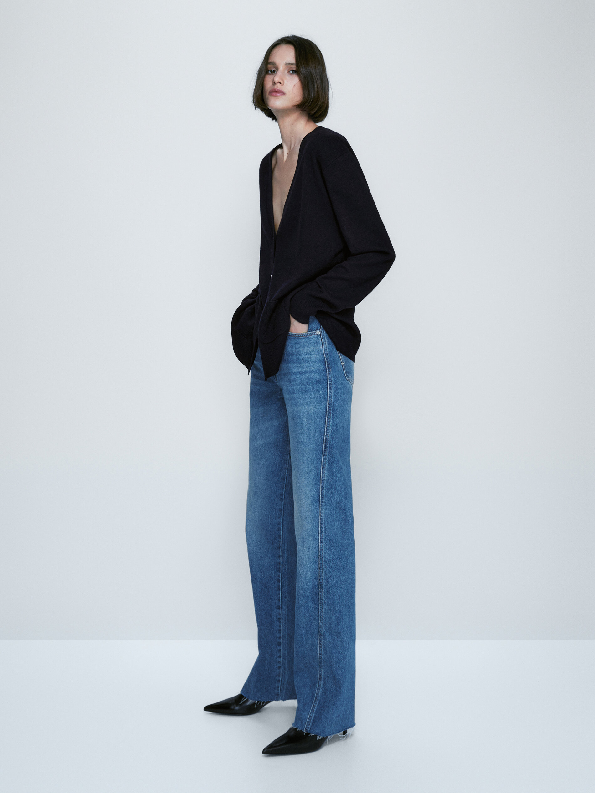 Cárdigan botones mezcla lana cashmere - AZUL MARINO