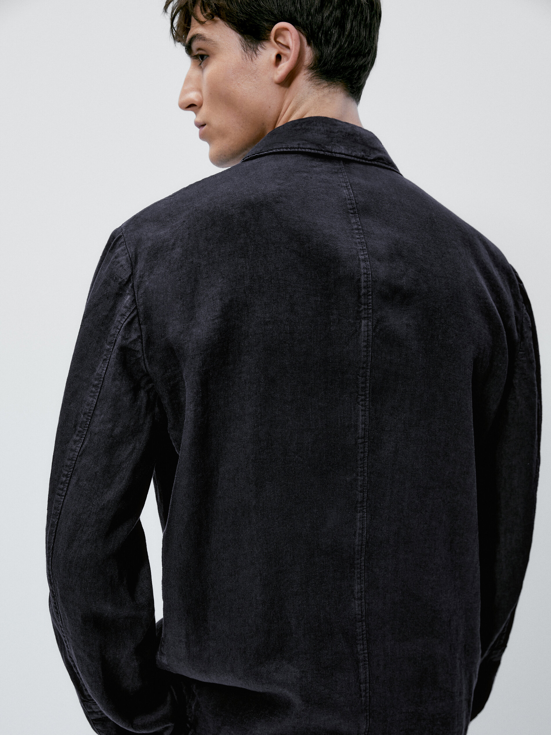 Sobrecamisa lino tintada conjunto - AZUL MARINO