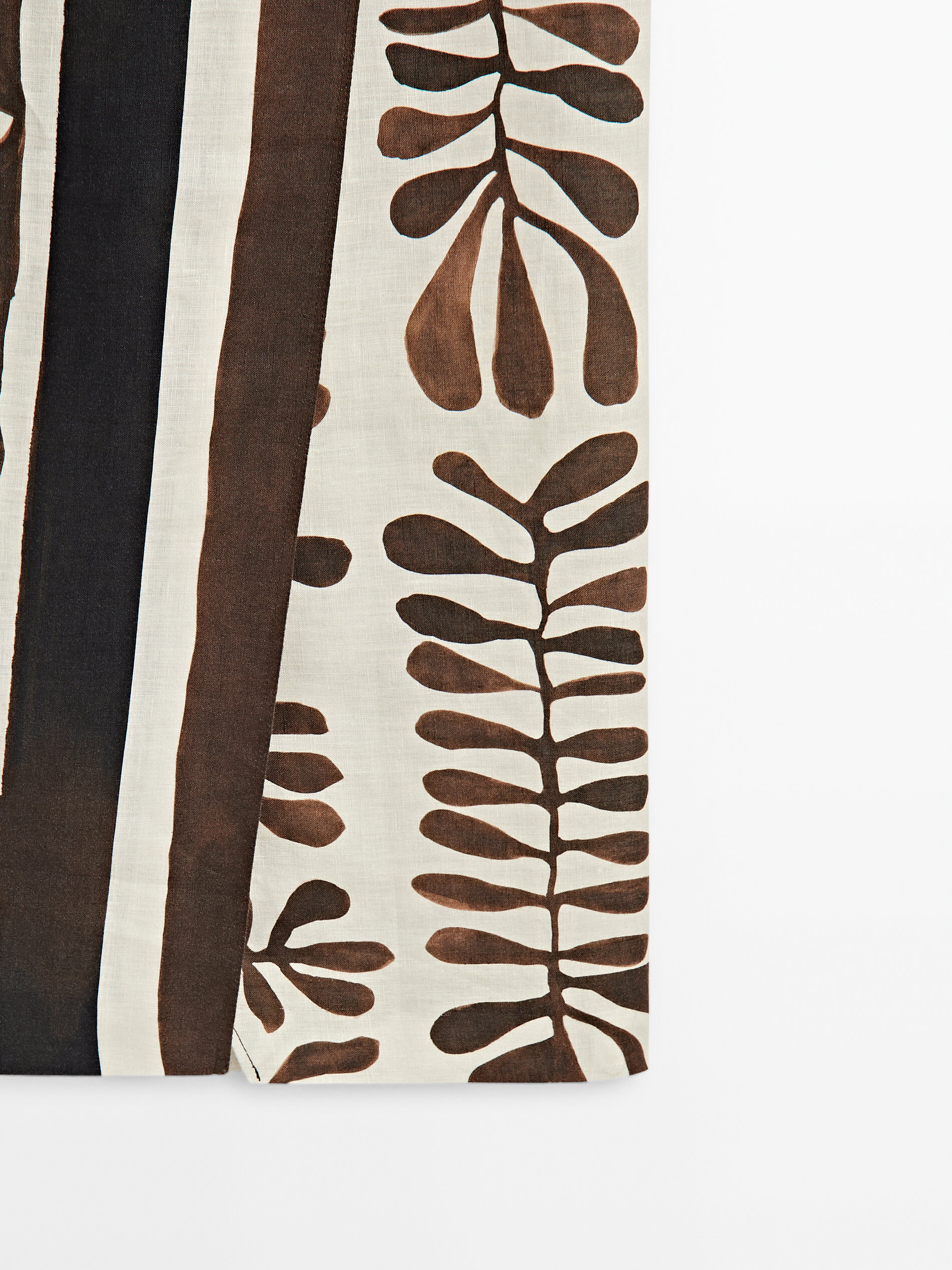 Falda midi estampado hojas - MARRÓN