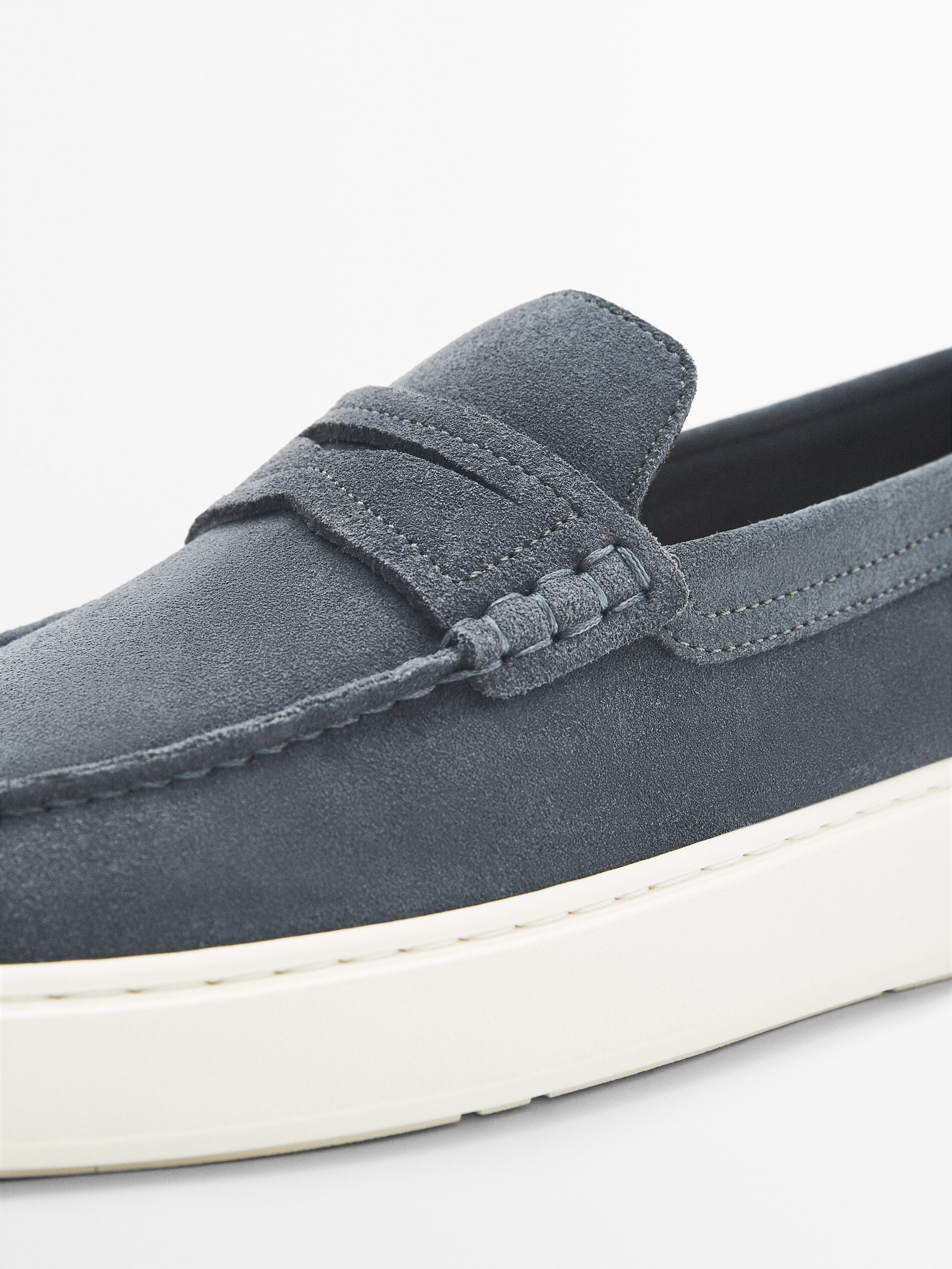 Mocasín serraje antifaz - Azul lavado