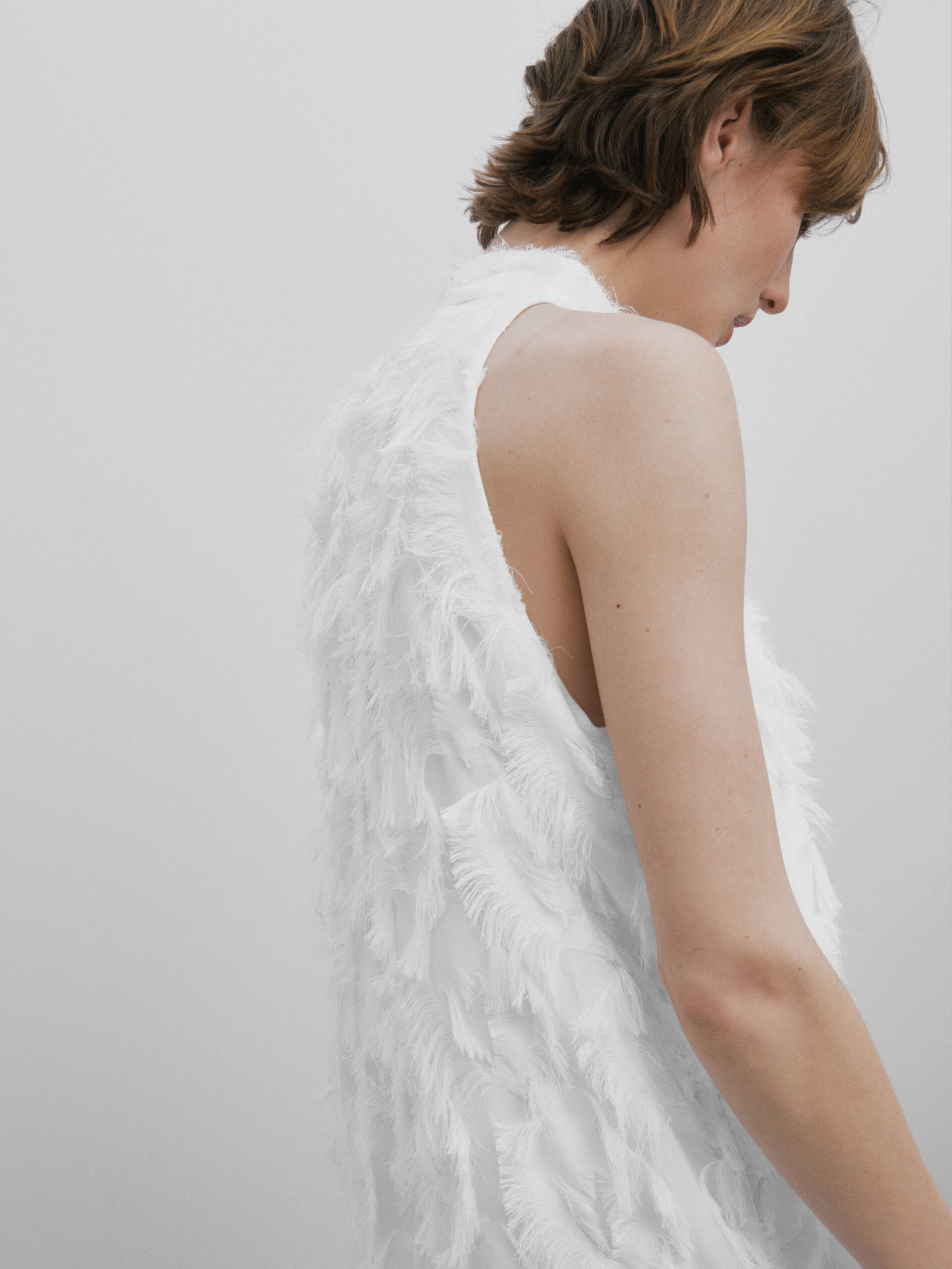 Vestido halter desflecado -Studio - BLANCO