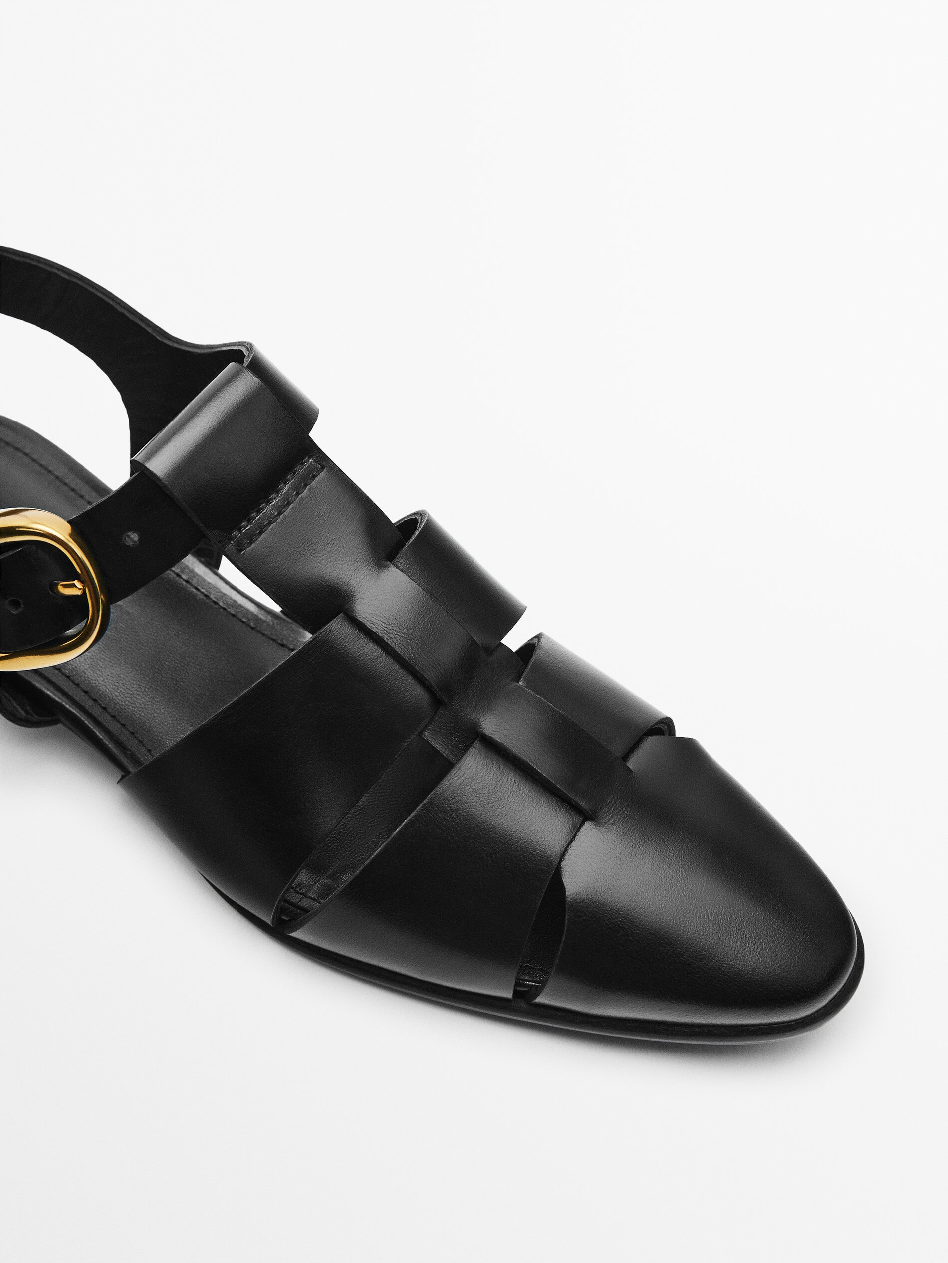 Sandalia cangrejera piel hebilla - NEGRO