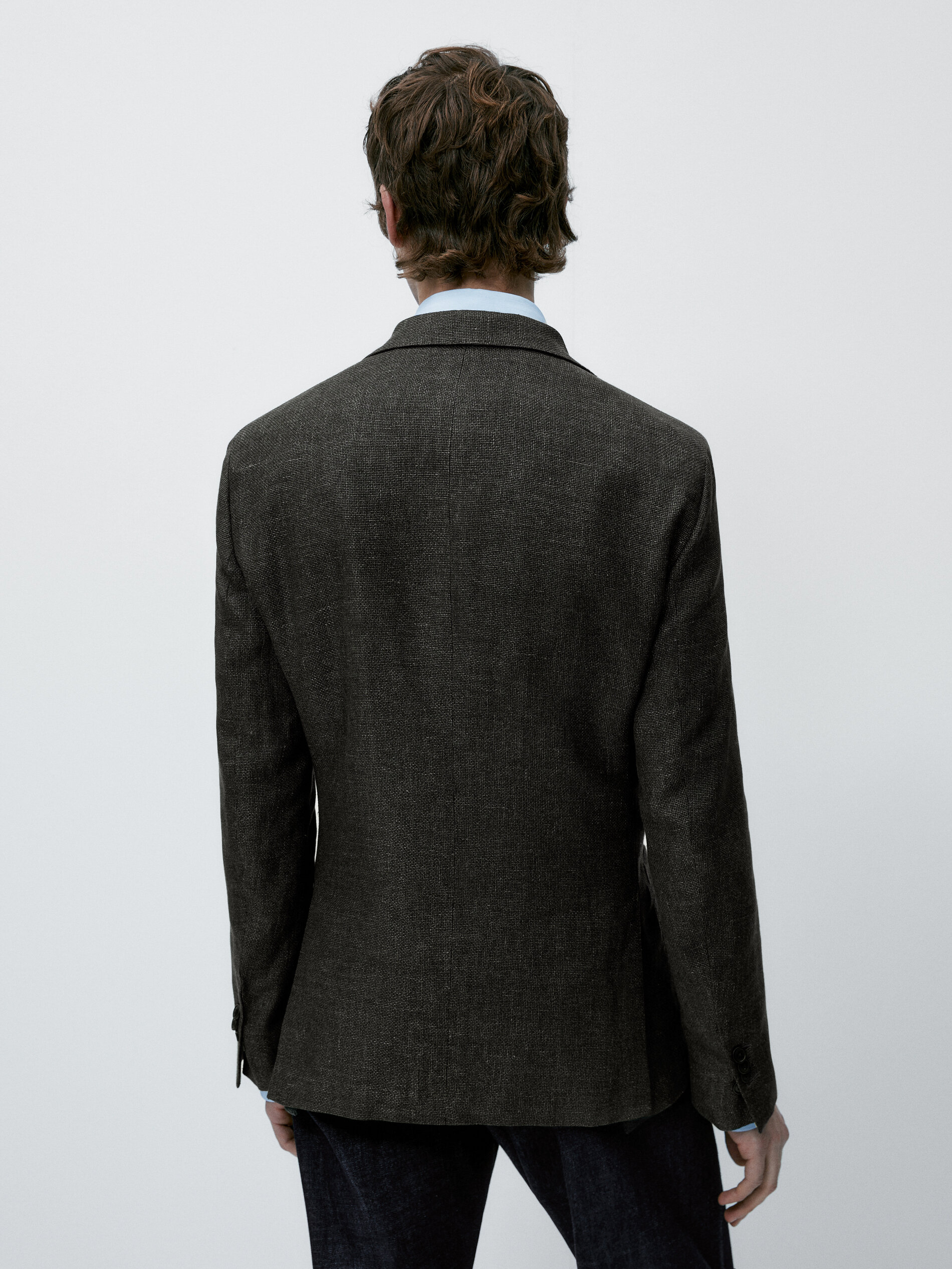 Americana estructura mezcla lana lino - VERDE