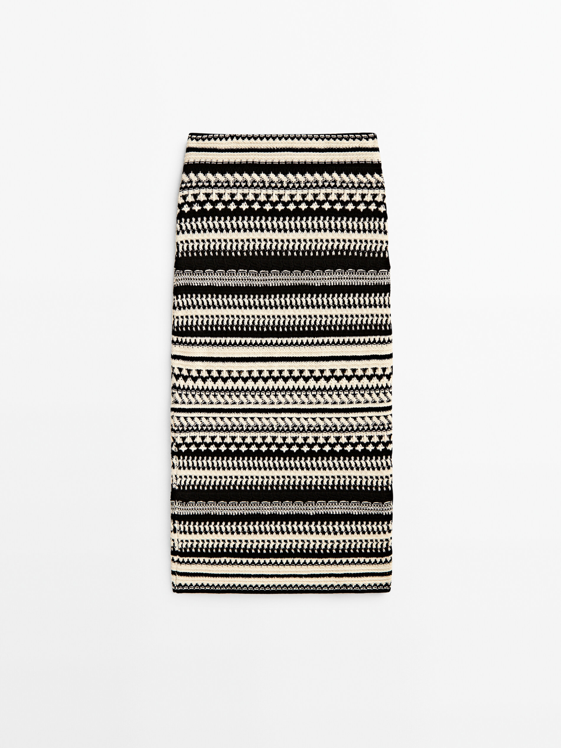 Falda midi punto jacquard - CRUDO