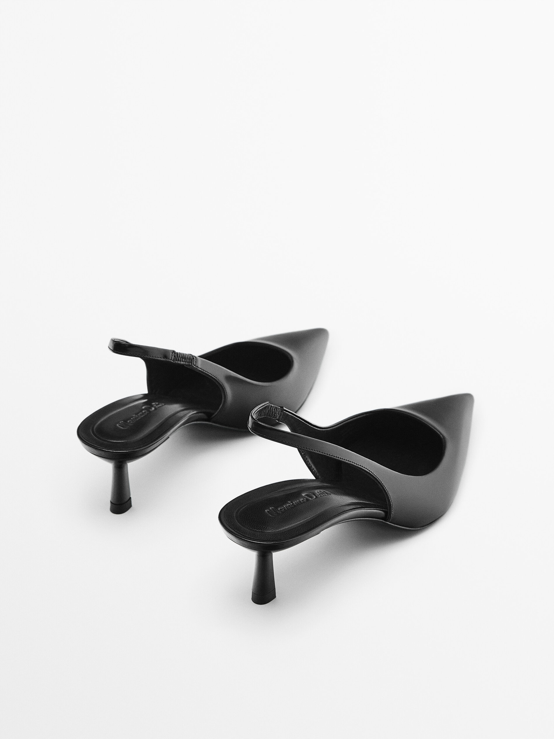 Zapato tacón piel destalonado - NEGRO