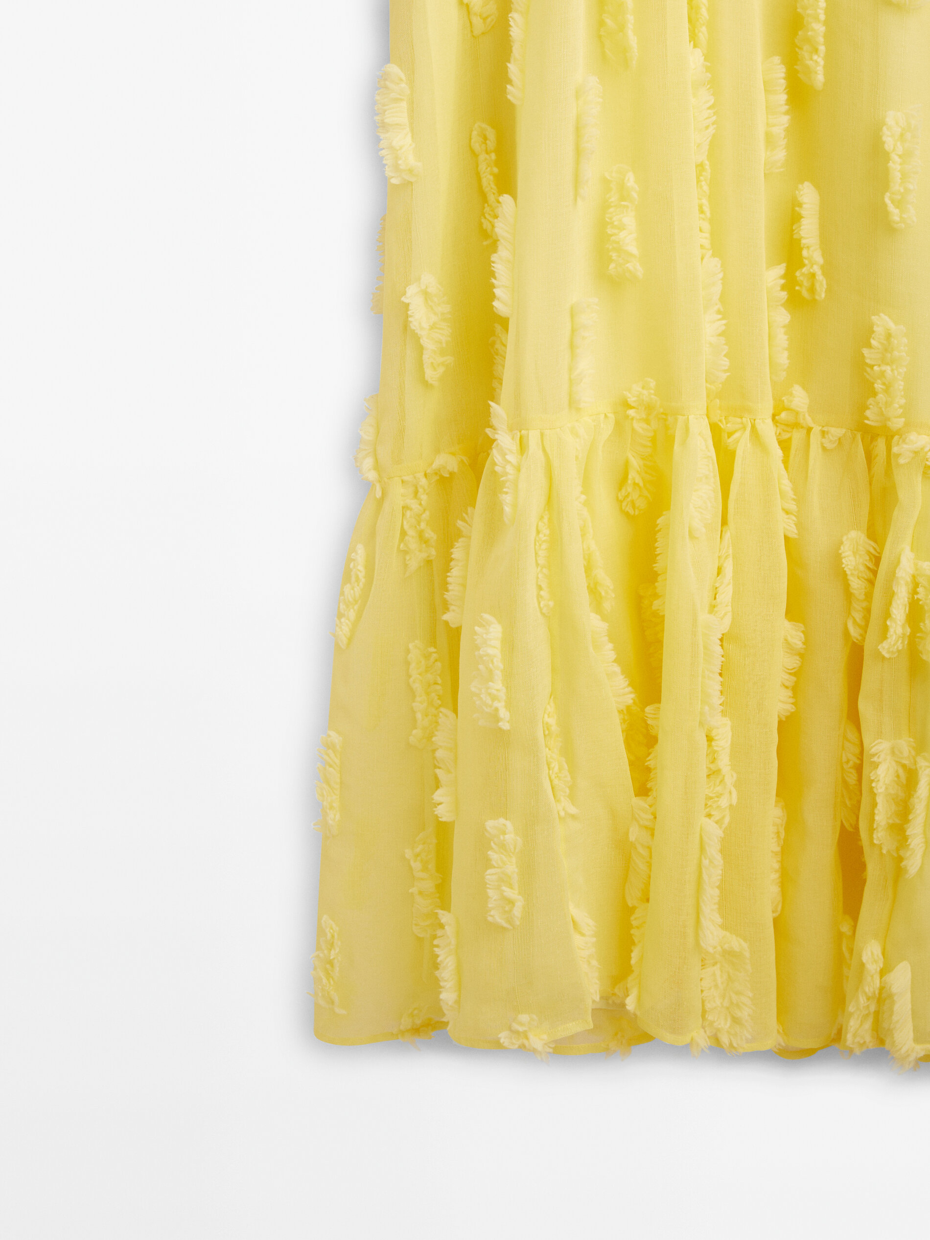 Vestido largo relieve -Studio - AMARILLO