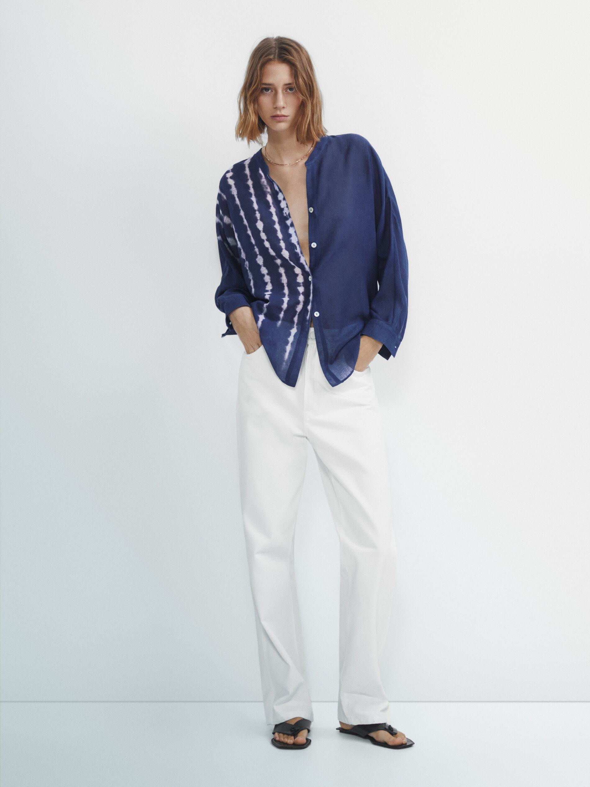 Camisa algodón tie dye azul - Azul Claro