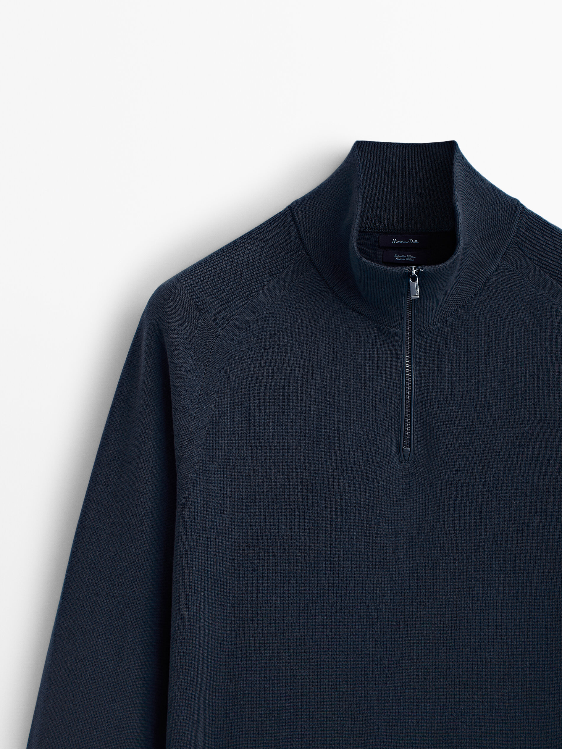 Jersey cuello mock cremallera - AZUL MARINO