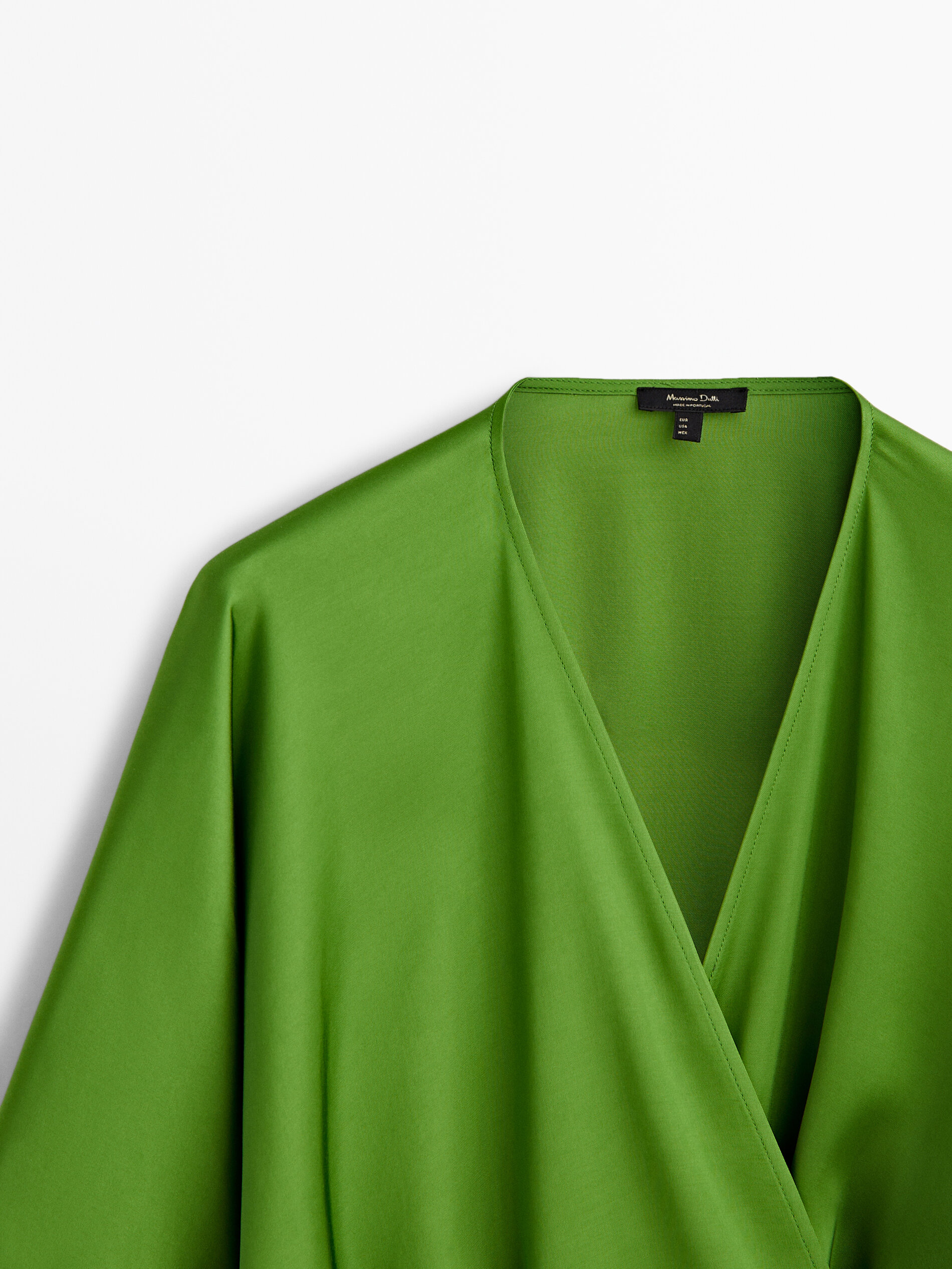 Vestido kimono fluido detalle fajín - VERDE