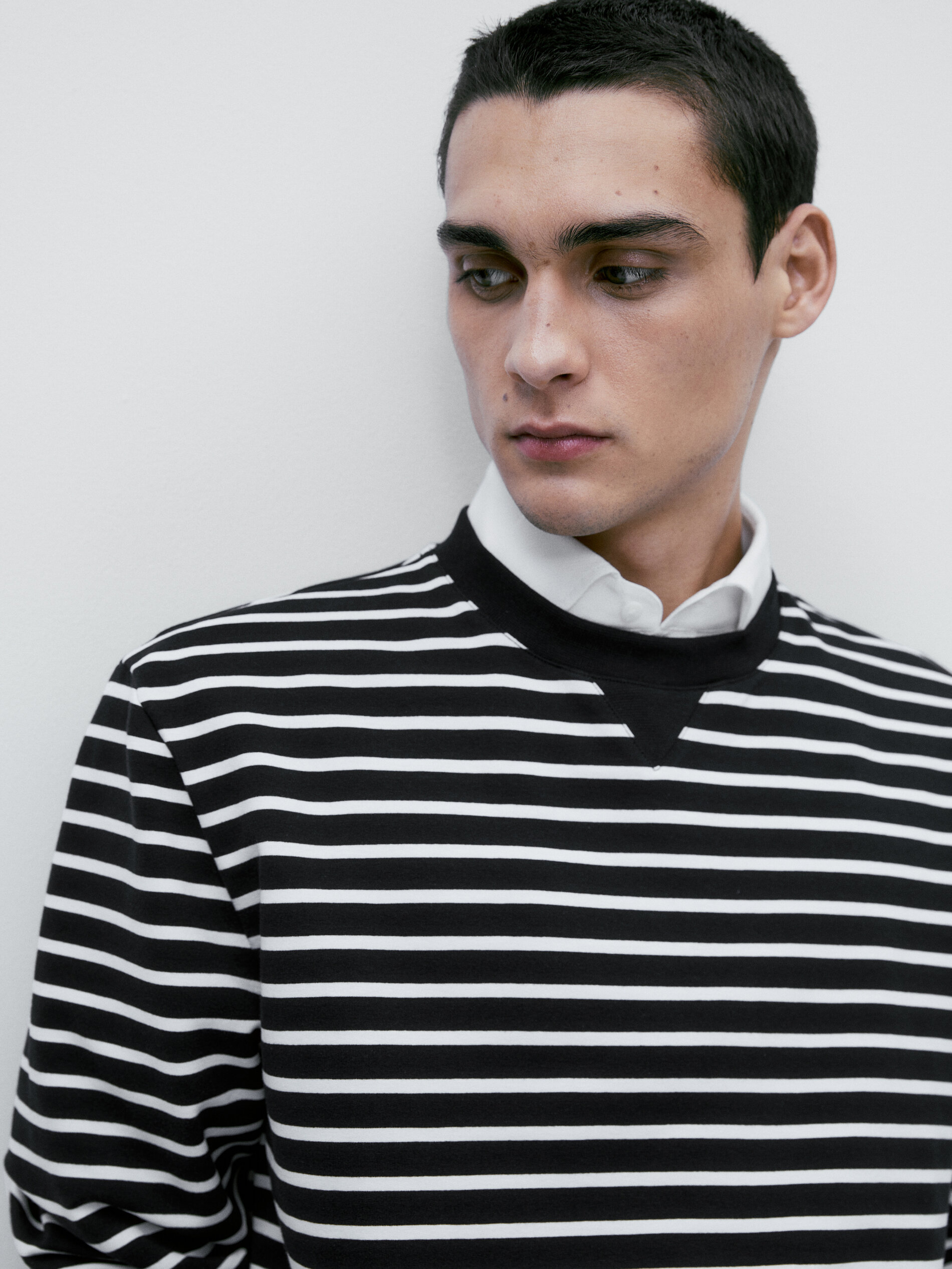 Sudadera rayas mezcla algodón - AZUL MARINO