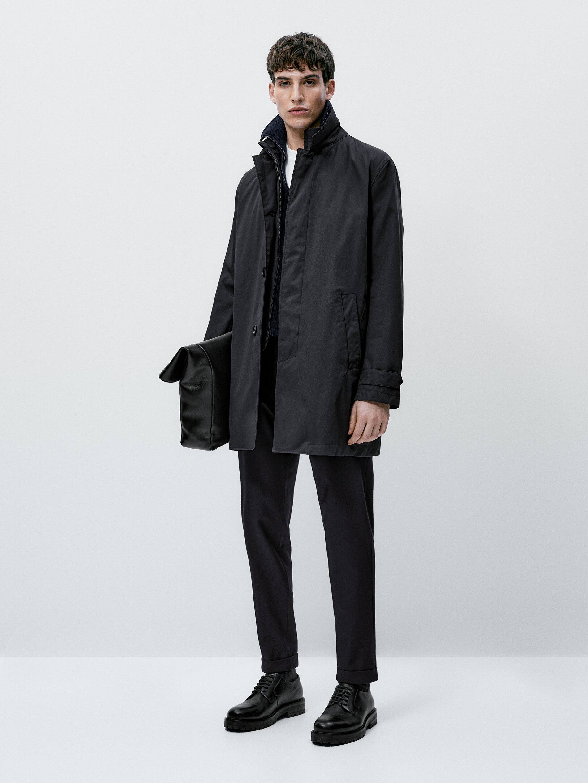 Chaqueta trench algodón interior desmontable - AZUL MARINO