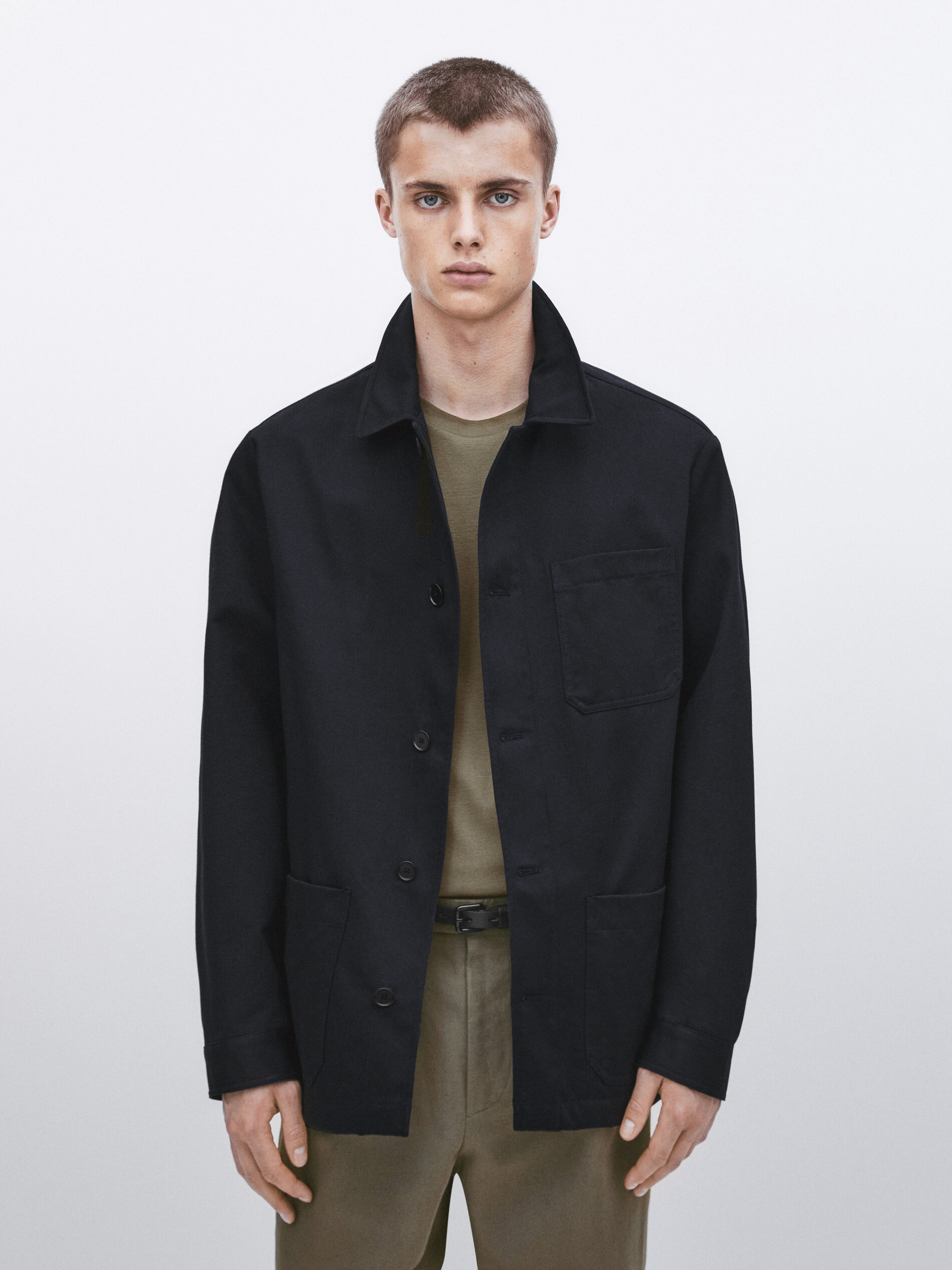 Sobrecamisa algodón microsarga -Studio - AZUL MARINO