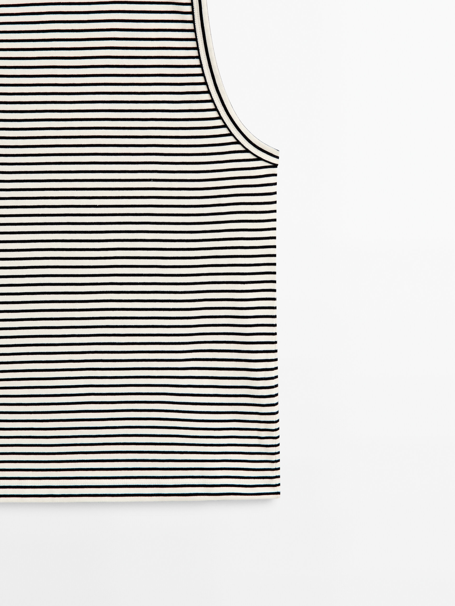 Camiseta rayas algodón sin mangas - CRUDO