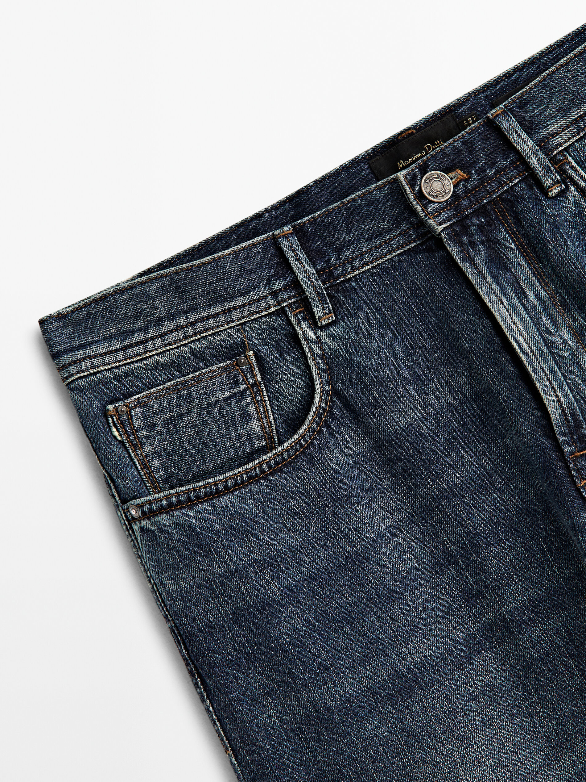 Massimo Dutti Pantalon vaquero selvedge vintage relaxed fit - INDIGO