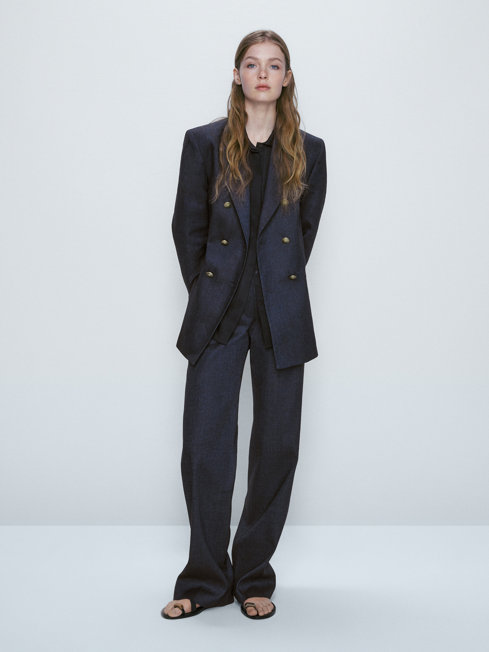 Pantalón traje denim - AZUL MARINO