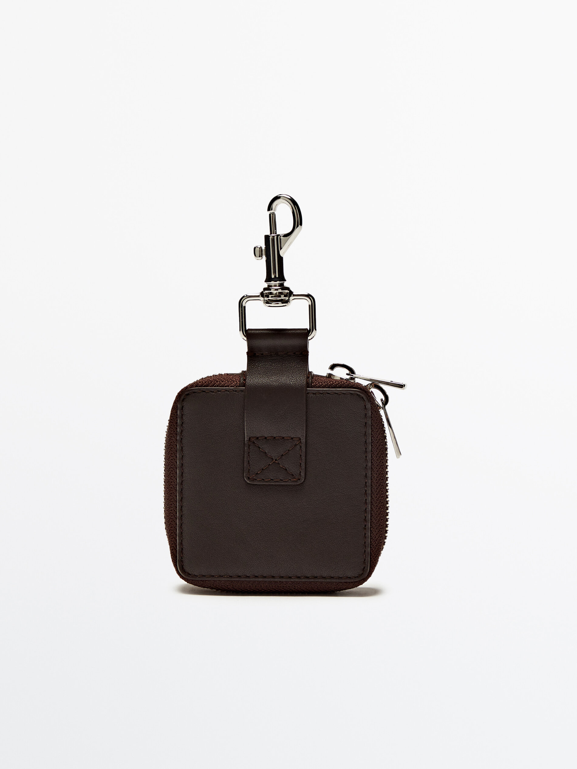 Cartera cremallera piel cuadrada - MARRÓN
