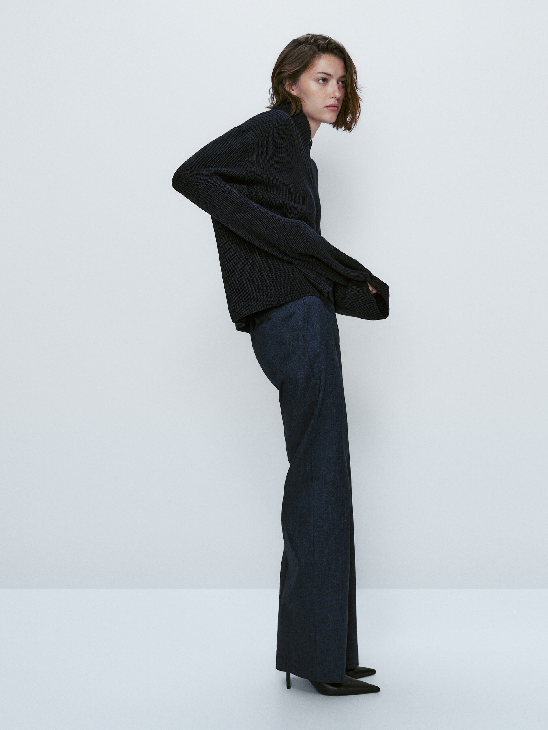 Jersey algodón cuello pico - AZUL MARINO