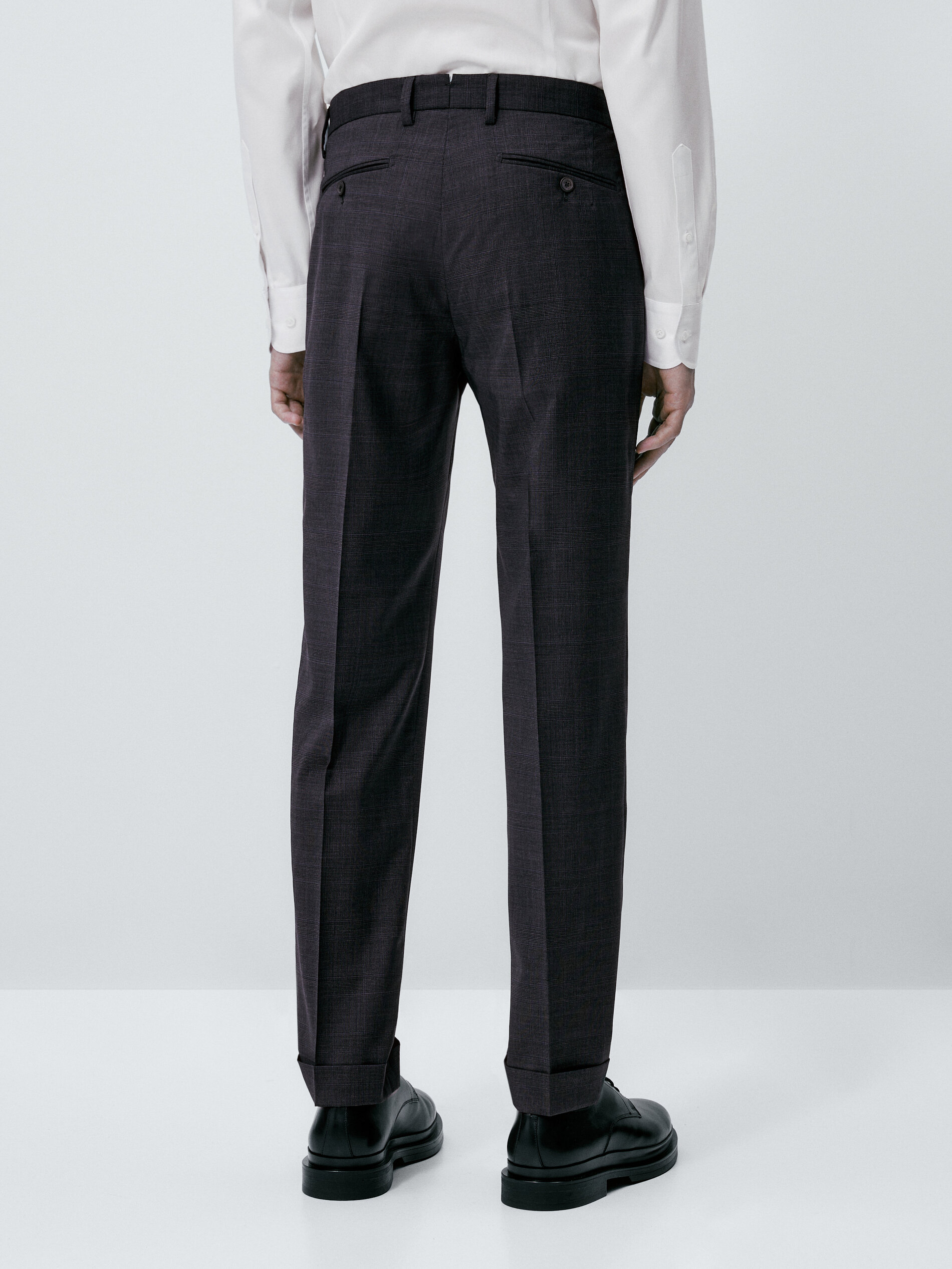 Pantalón traje lana super 120's cuadros - GRIS