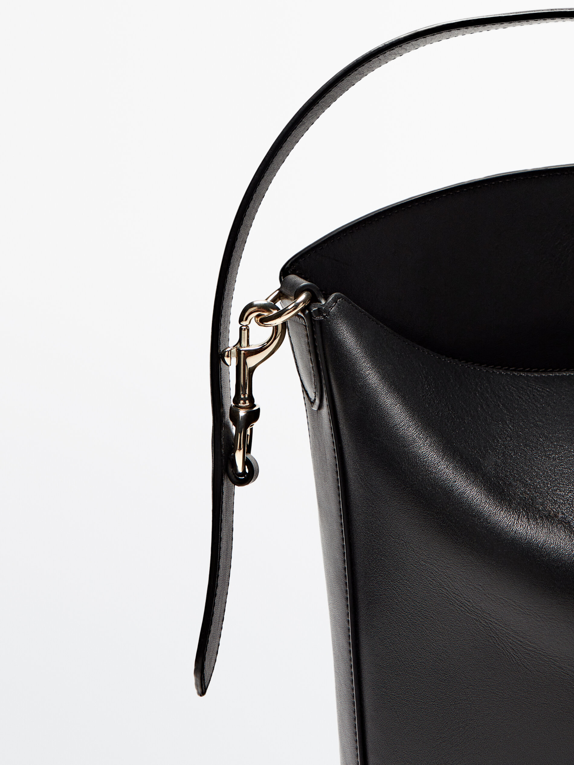 Bolso hombro cubo piel napa - NEGRO