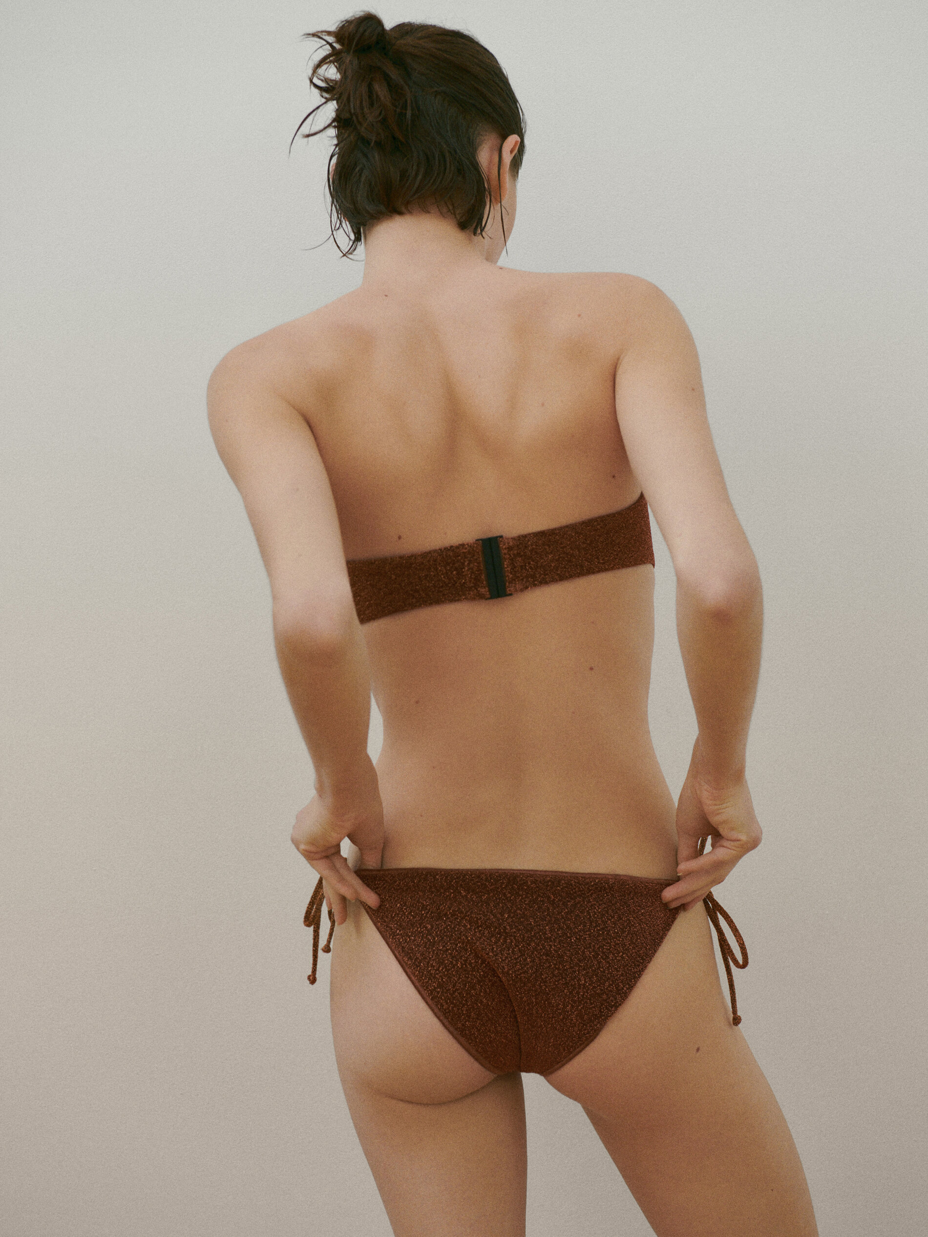 Top bandeau bikini brillo - COBRE