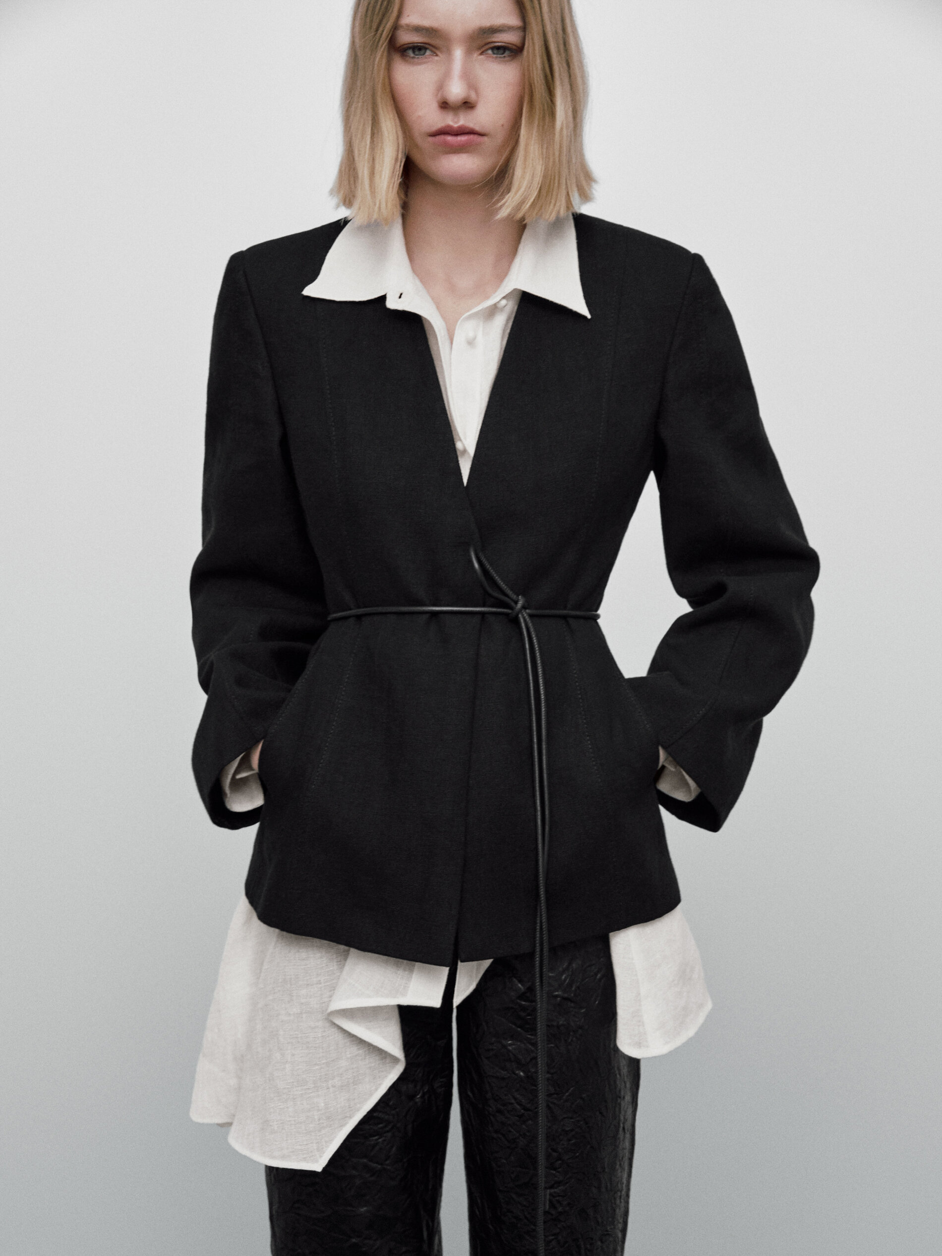 Americana traje lino kimono Limited edition - NEGRO