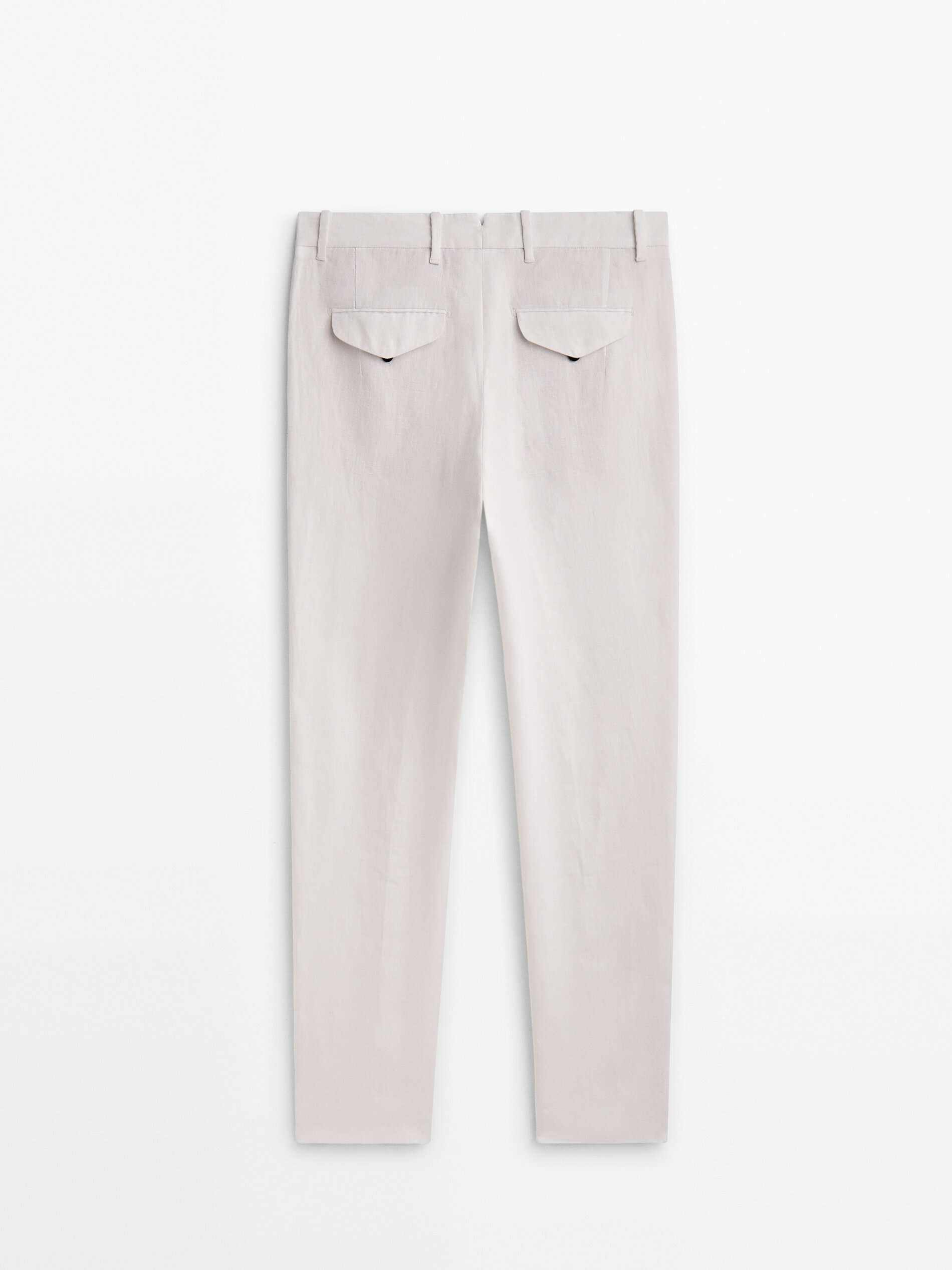 Pantalón 100% lino straight fit -Studio - BLANCO