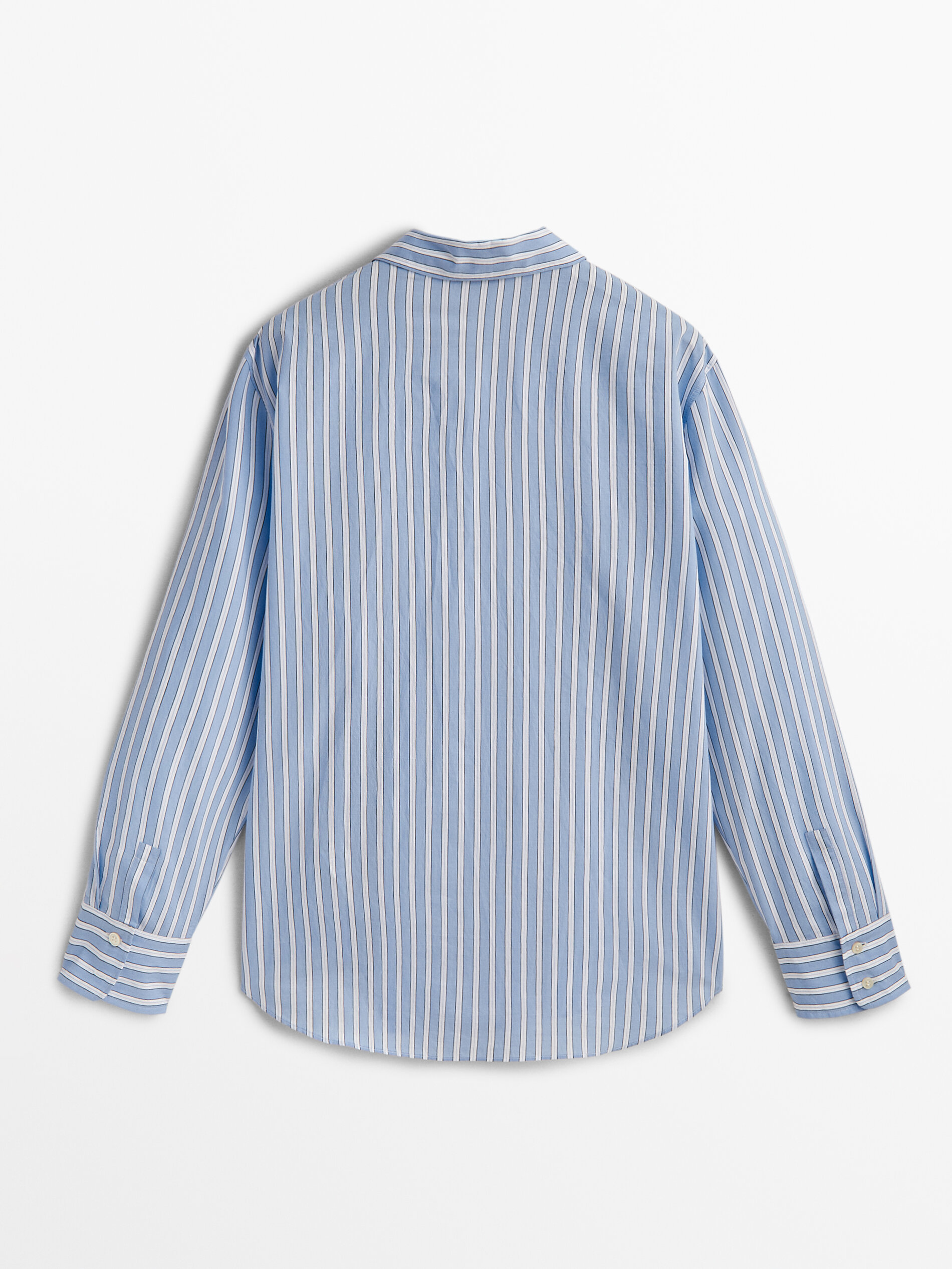 Camisa mezcla algodón doble raya - CELESTE