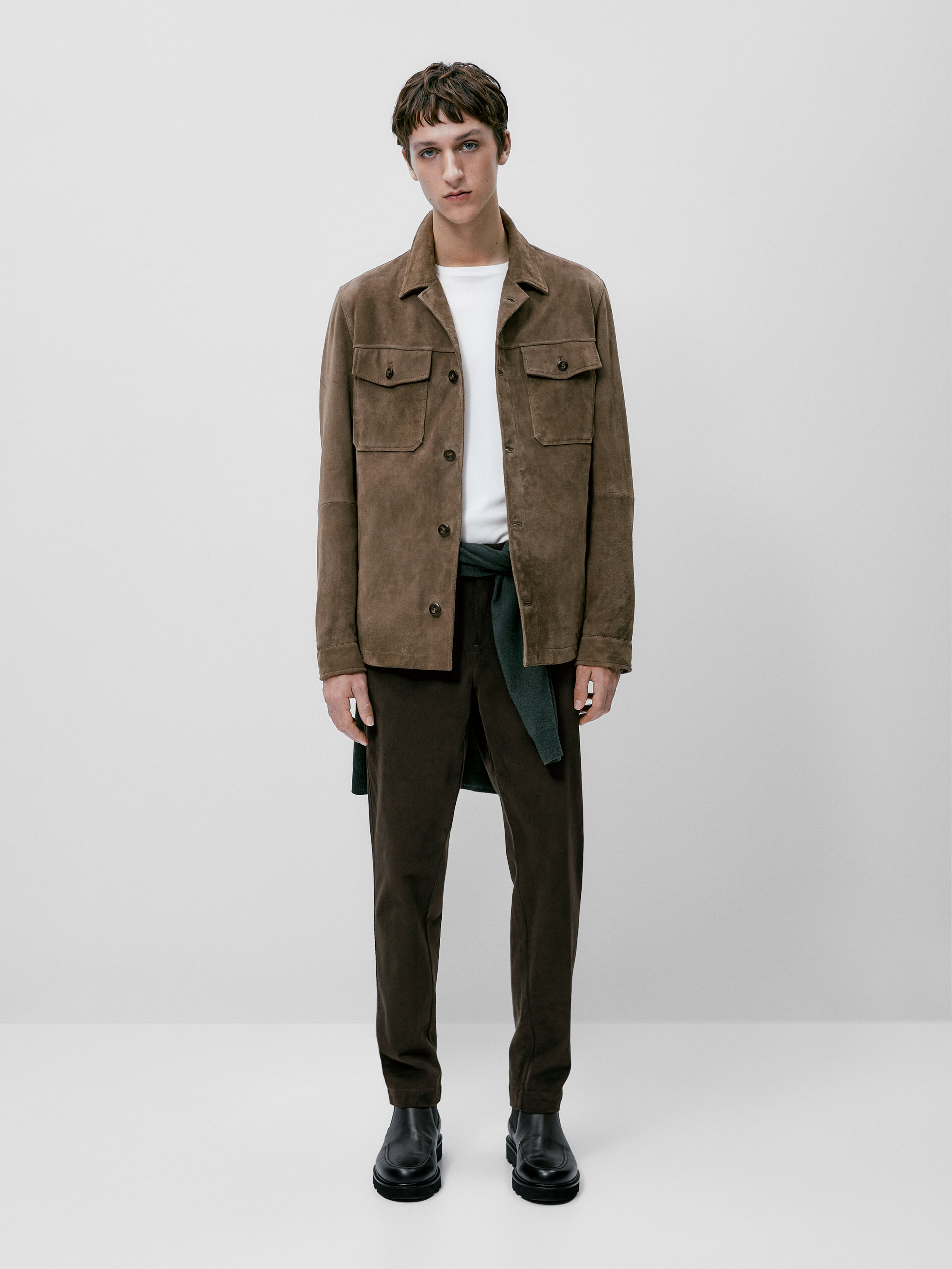 Sobrecamisa de ante con botones - ANTRACITA