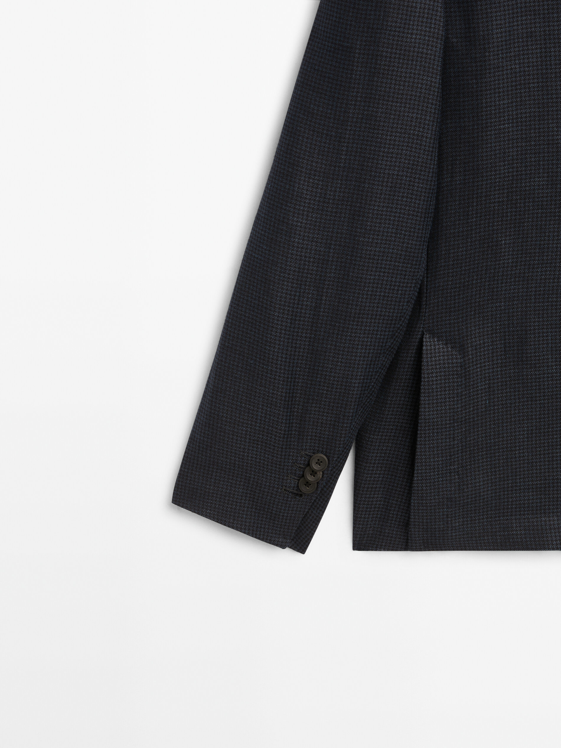 Americana pata de gallo con lino - AZUL MARINO