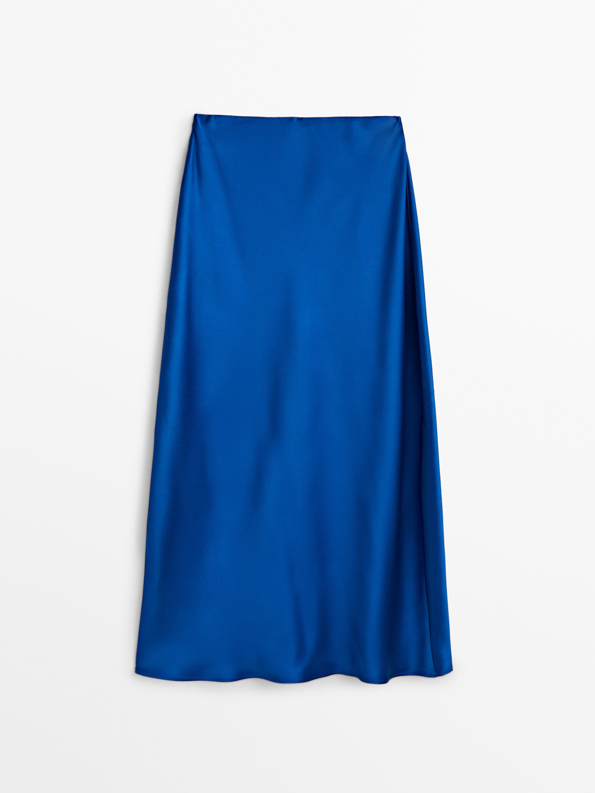 Falda midi fluida satinada - AZULÓN